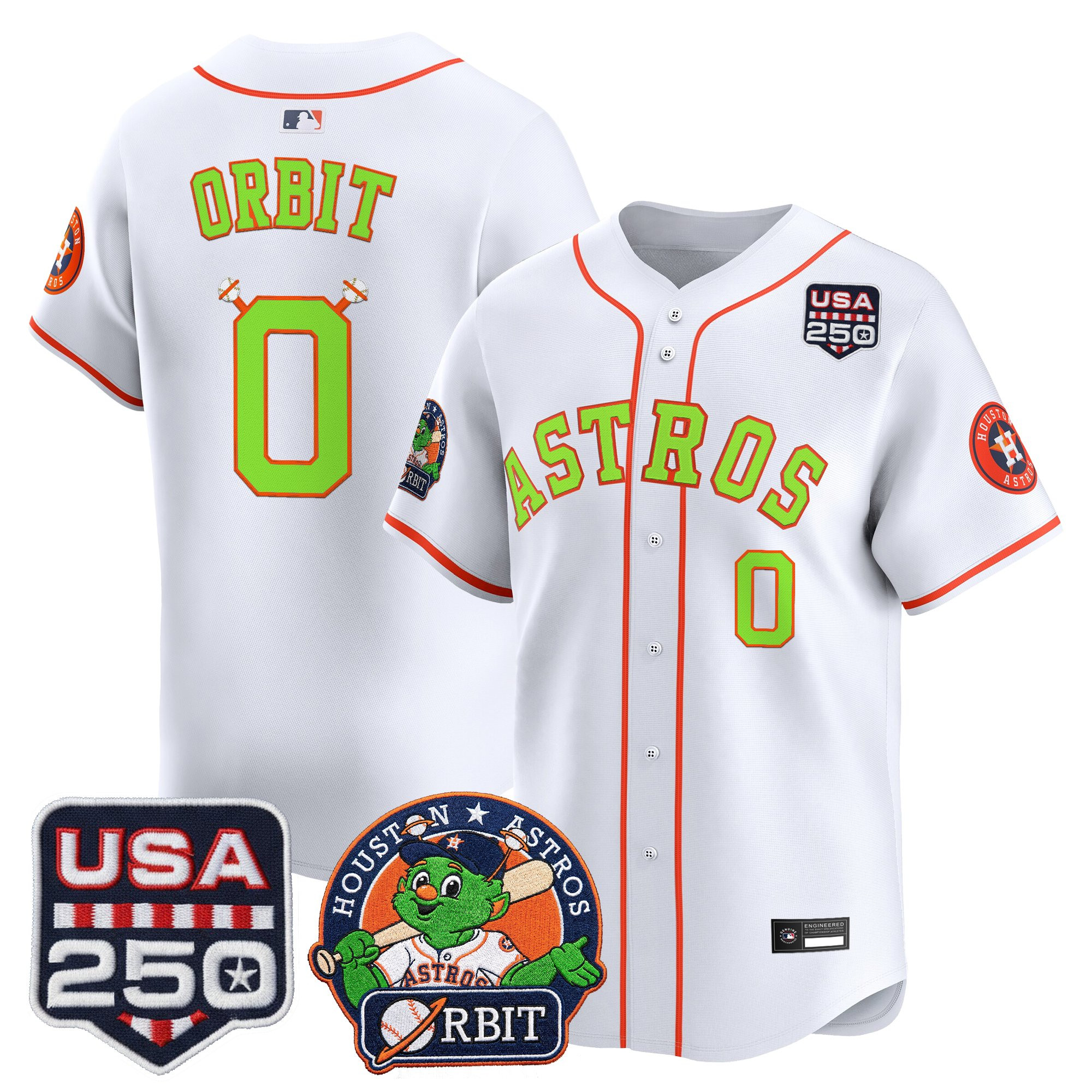 Men's Astros Orbit & 250 America Patch Vapor Premier Limited Jersey - All Stitched - Image 13