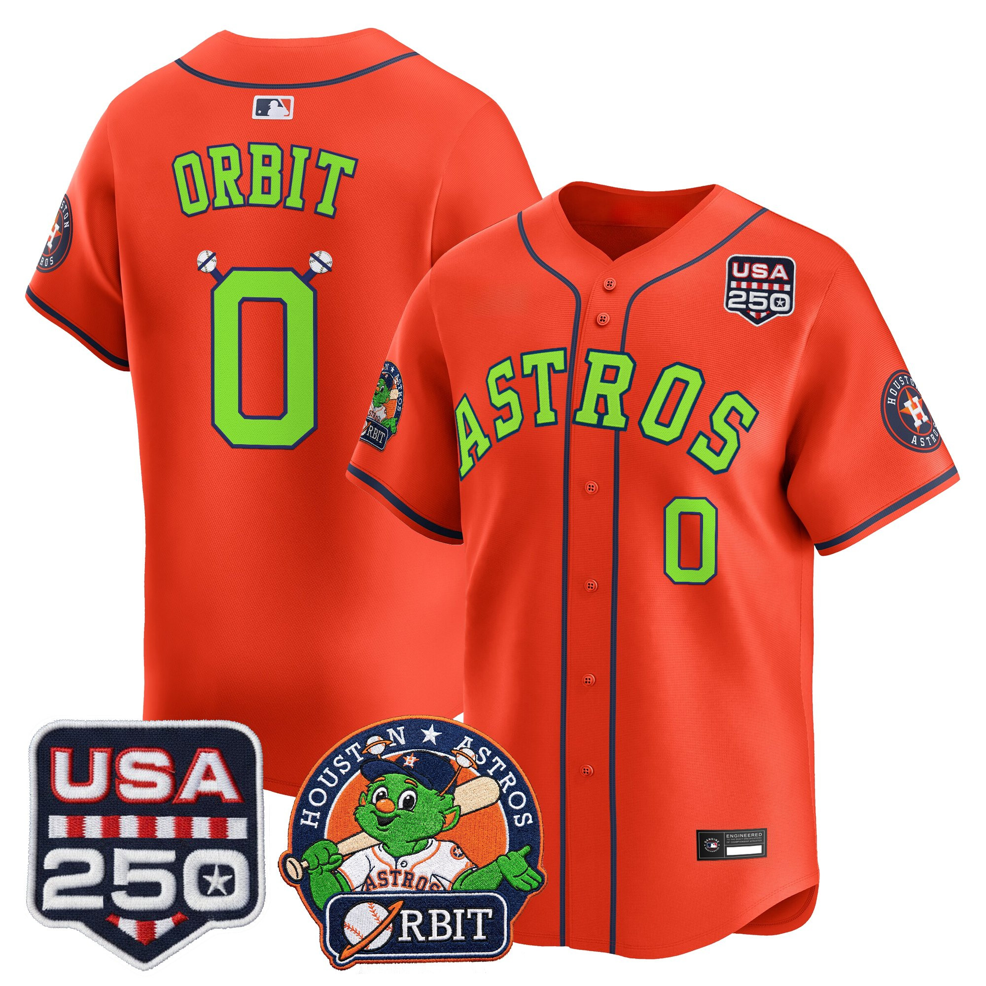 Men's Astros Orbit & 250 America Patch Vapor Premier Limited Jersey - All Stitched - Image 37