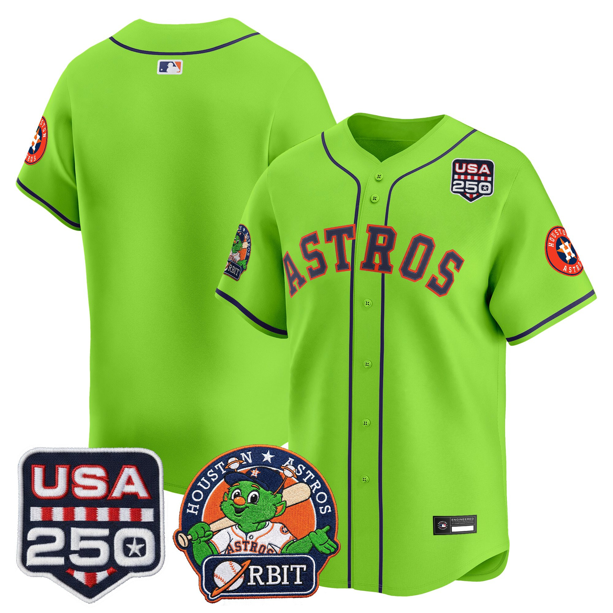 Men's Astros Orbit & 250 America Patch Vapor Premier Limited Jersey - All Stitched - Image 12