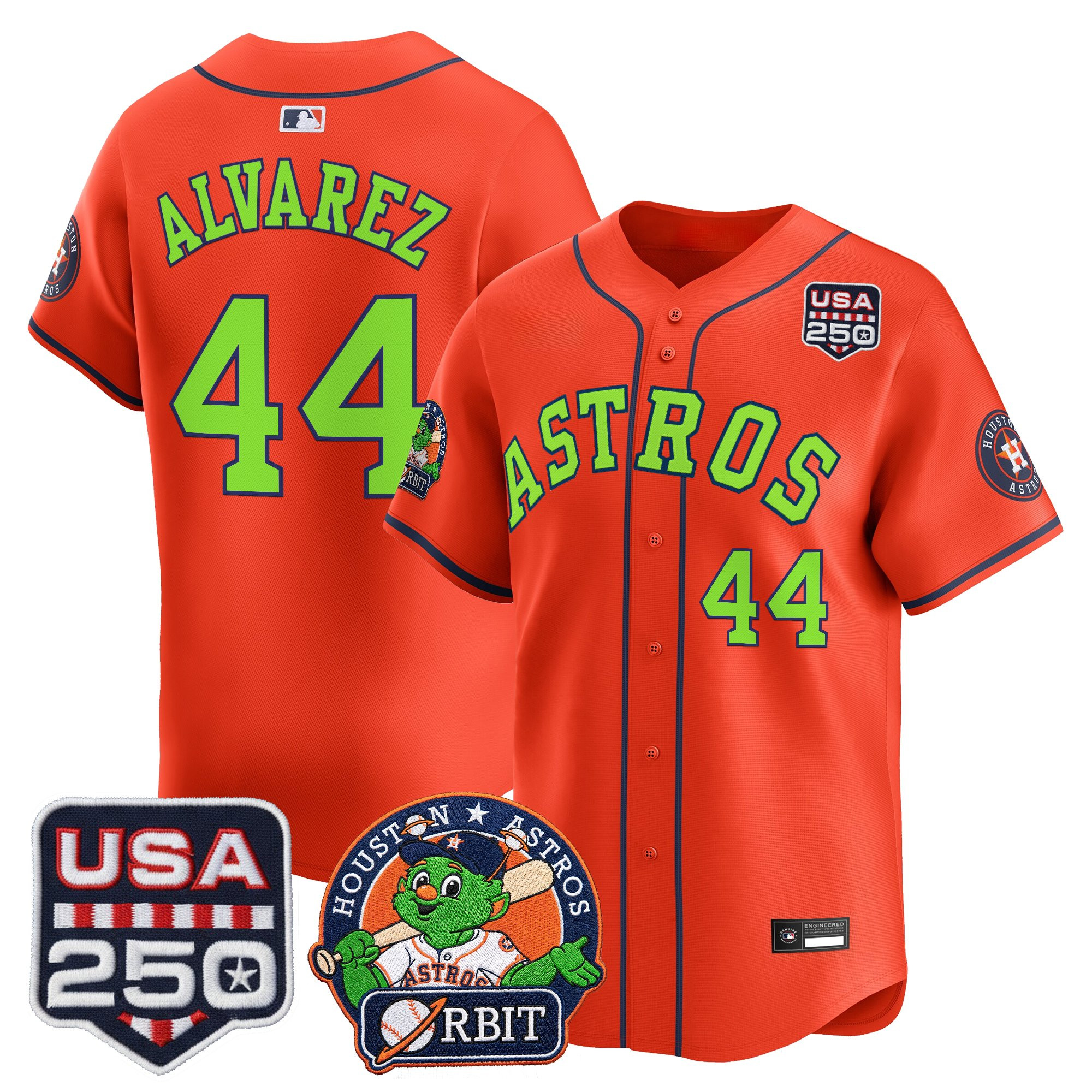 Men's Astros Orbit & 250 America Patch Vapor Premier Limited Jersey - All Stitched - Image 41