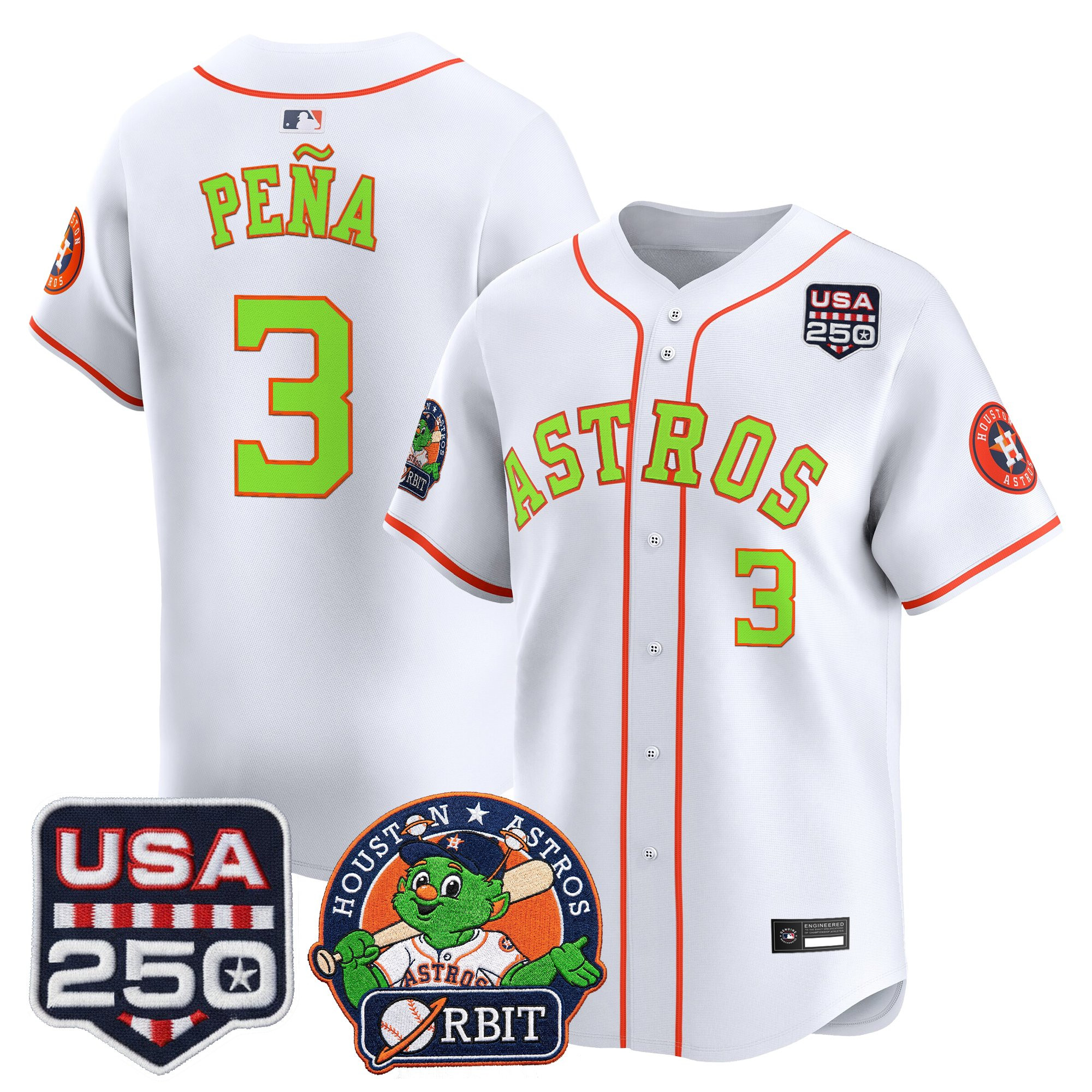 Men's Astros Orbit & 250 America Patch Vapor Premier Limited Jersey - All Stitched - Image 16