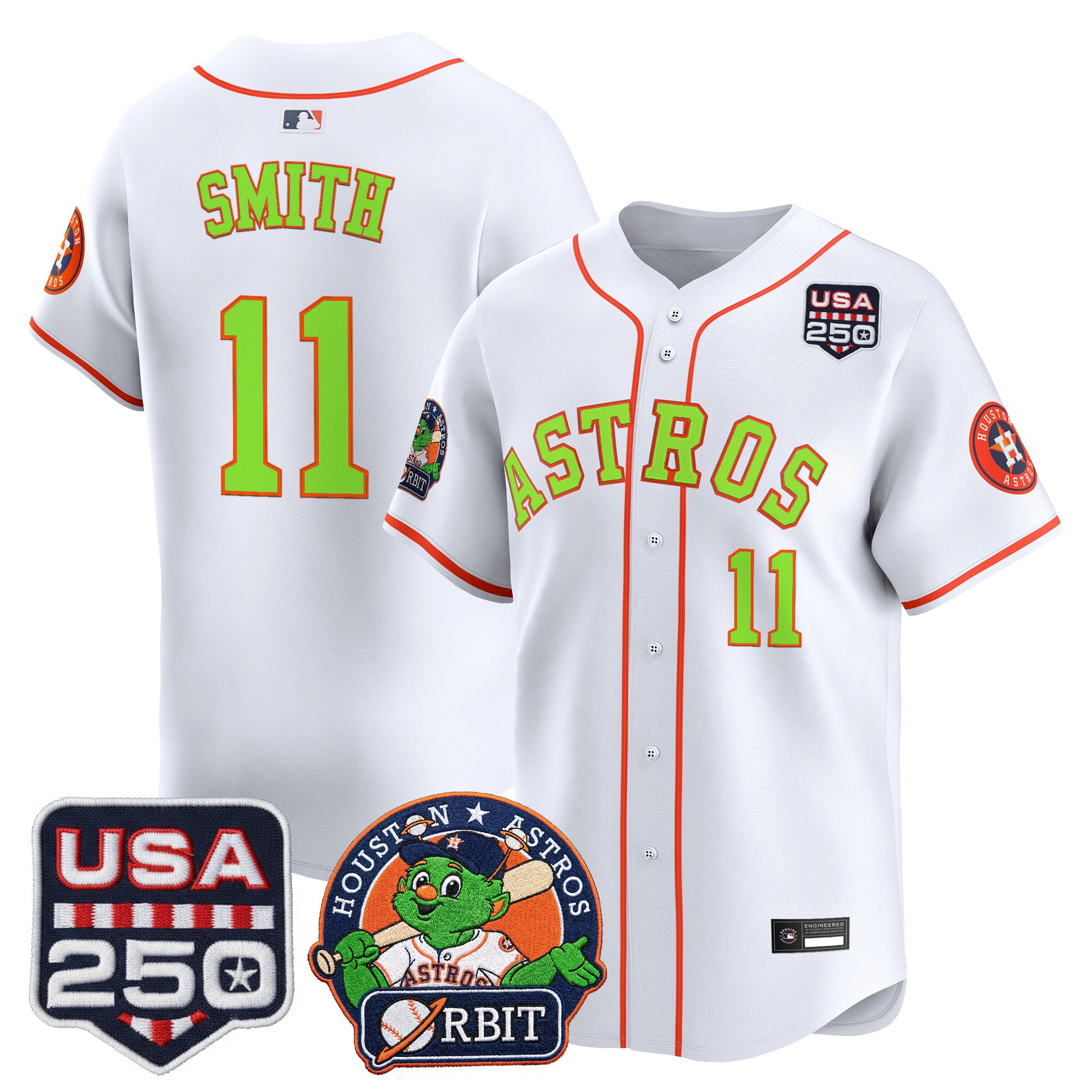 Men's Astros Orbit & 250 America Patch Vapor Premier Limited Jersey - All Stitched - Image 21