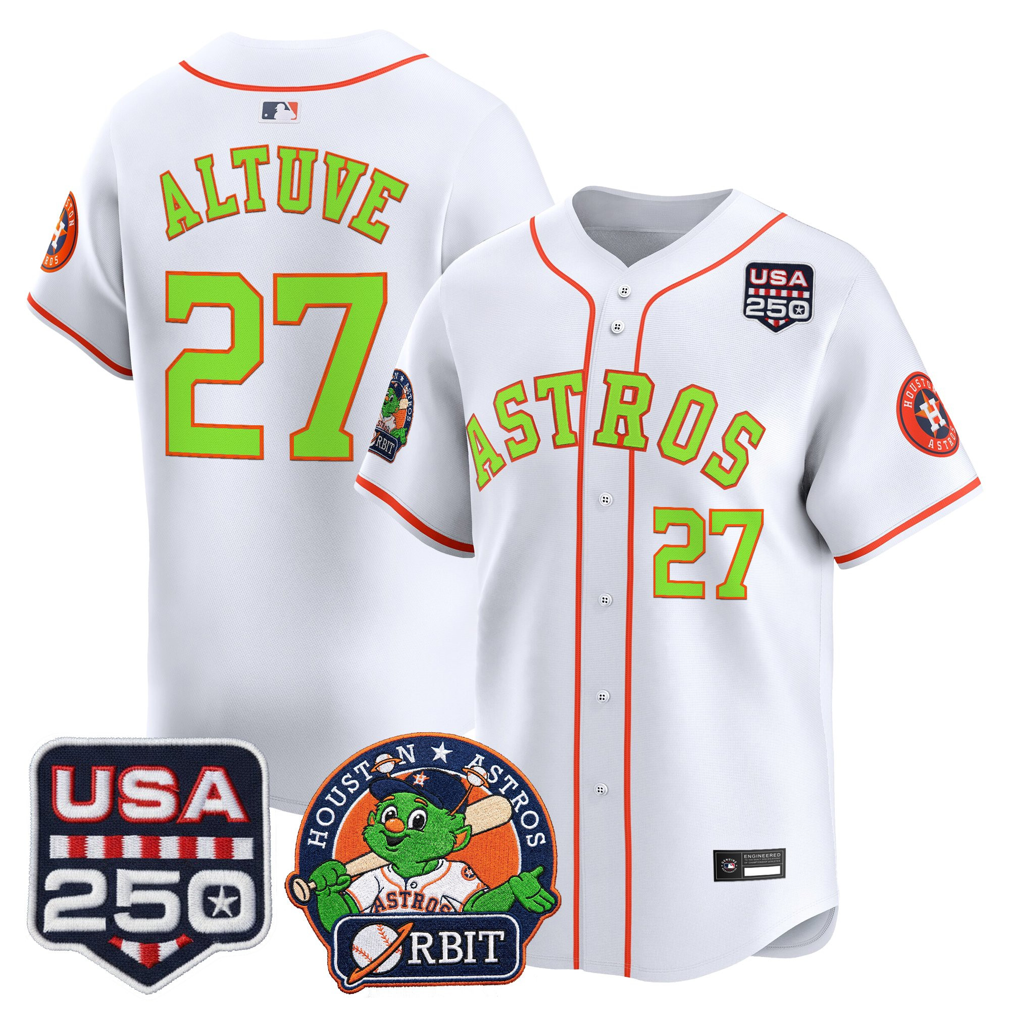 Men's Astros Orbit & 250 America Patch Vapor Premier Limited Jersey - All Stitched - Image 15