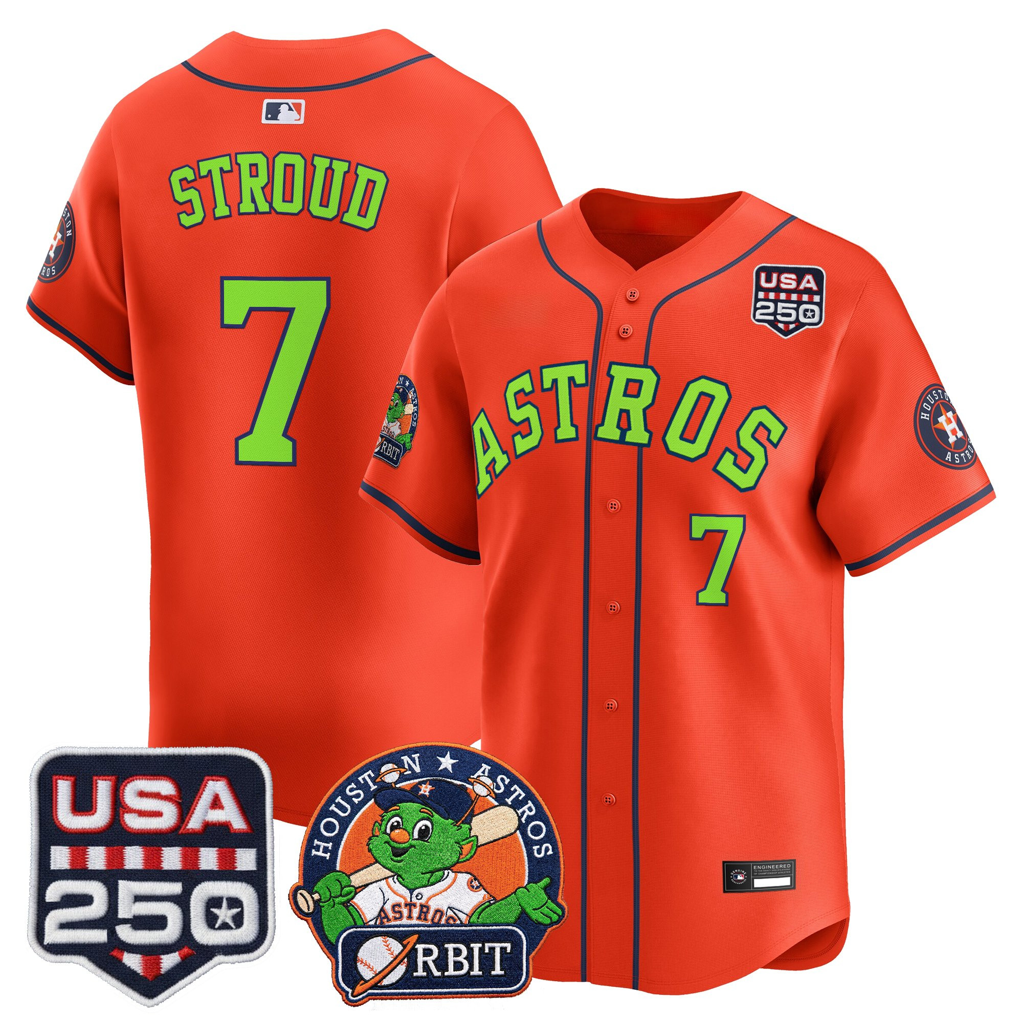 Men's Astros Orbit & 250 America Patch Vapor Premier Limited Jersey - All Stitched - Image 42