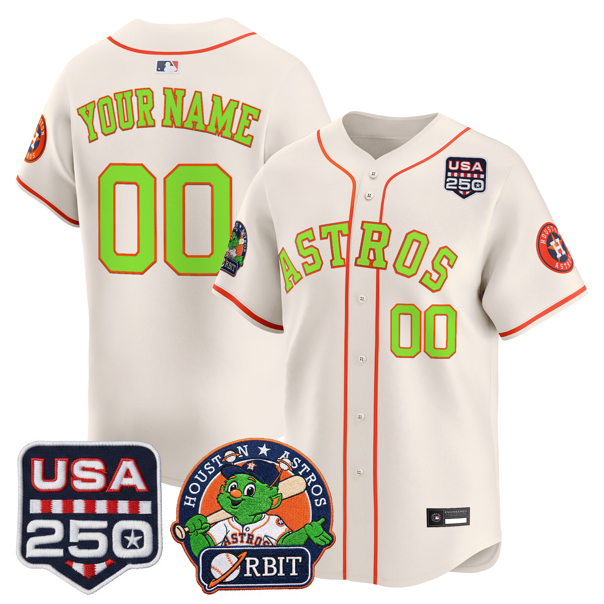 Astros Orbit & 250 America Patch Vapor Premier Limited Custom Jersey - All Stitched - Image 5