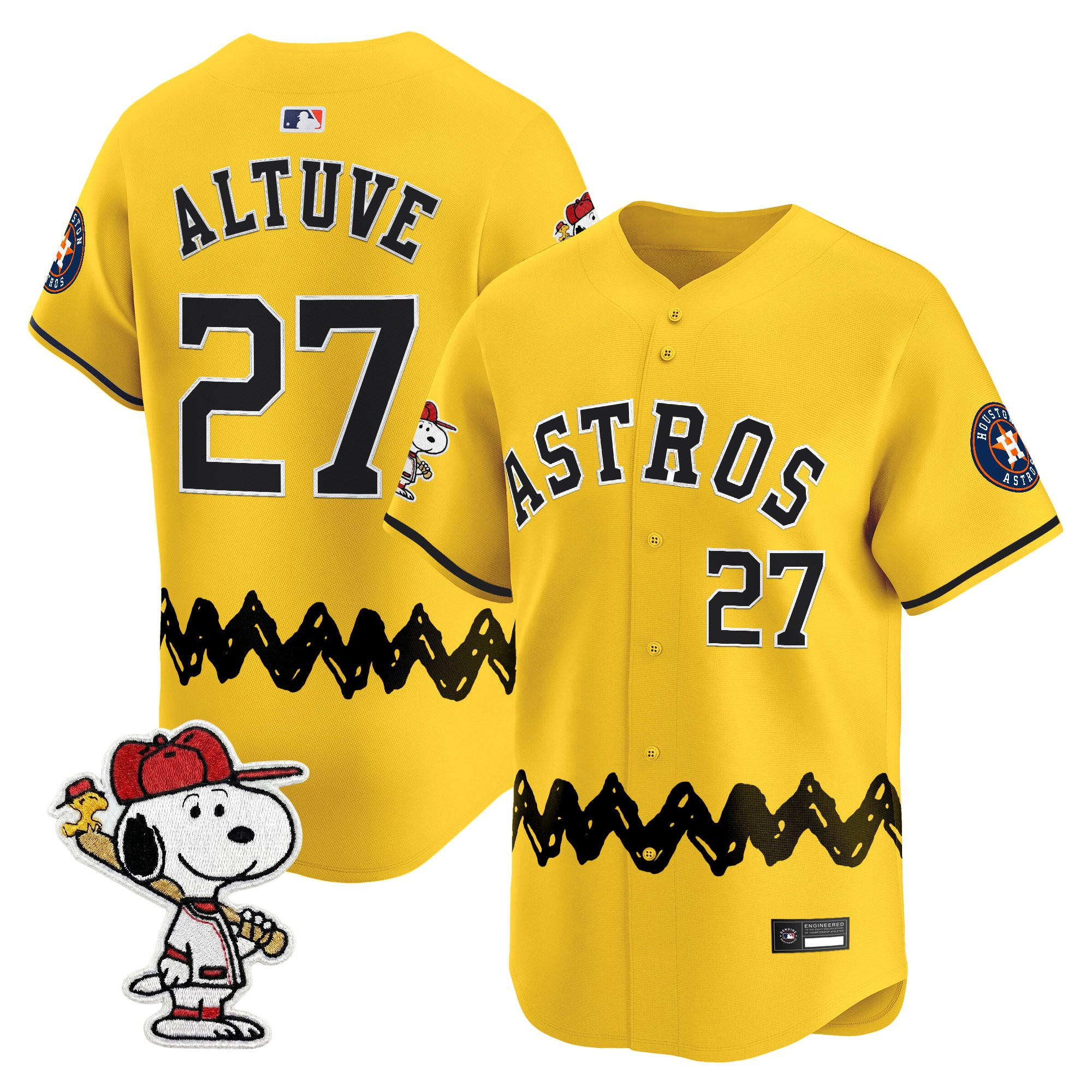 Men's Houston Astros x Peanuts Vapor Premier Limited Jersey - Stitched - Image 4