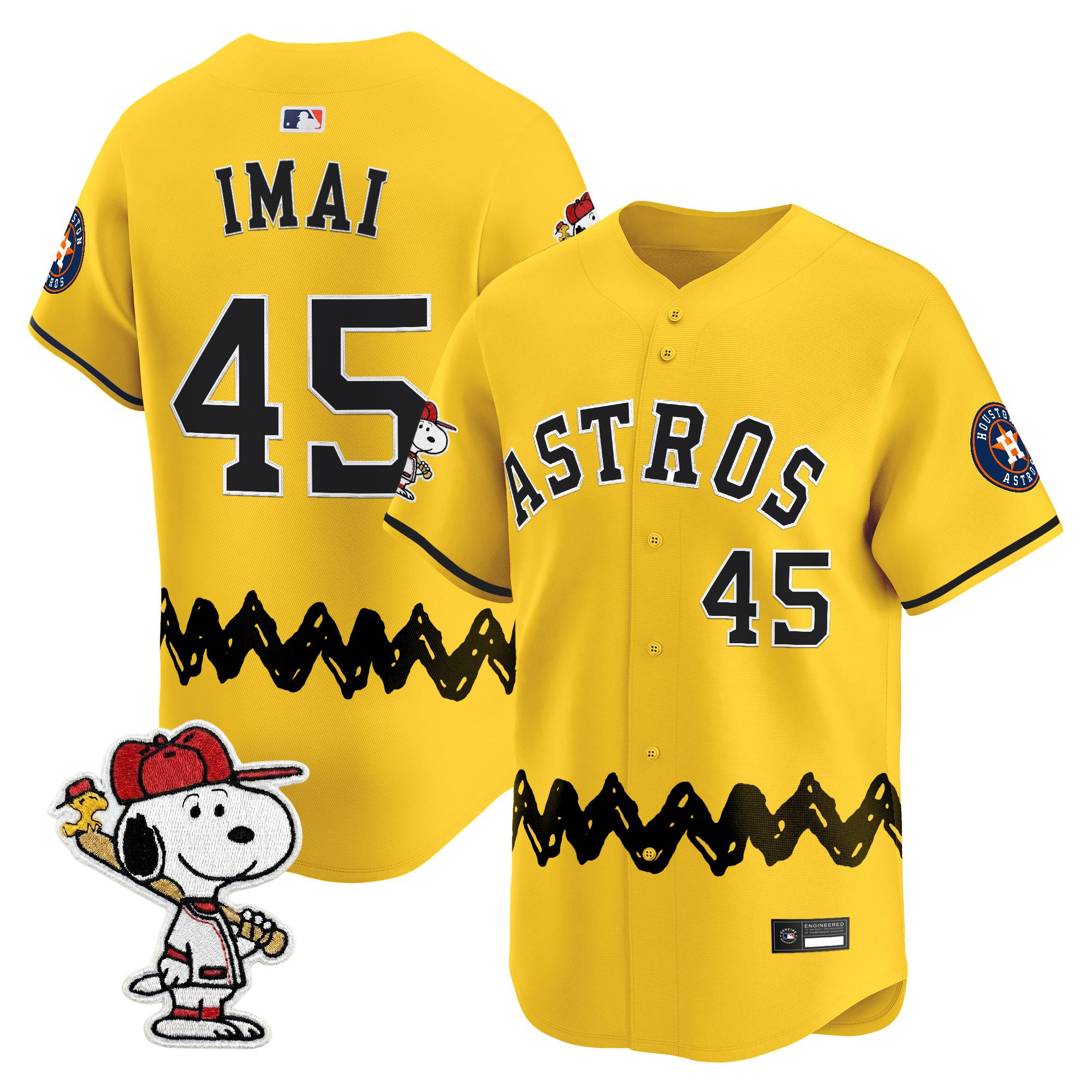 Men's Houston Astros x Peanuts Vapor Premier Limited Jersey - Stitched - Image 6