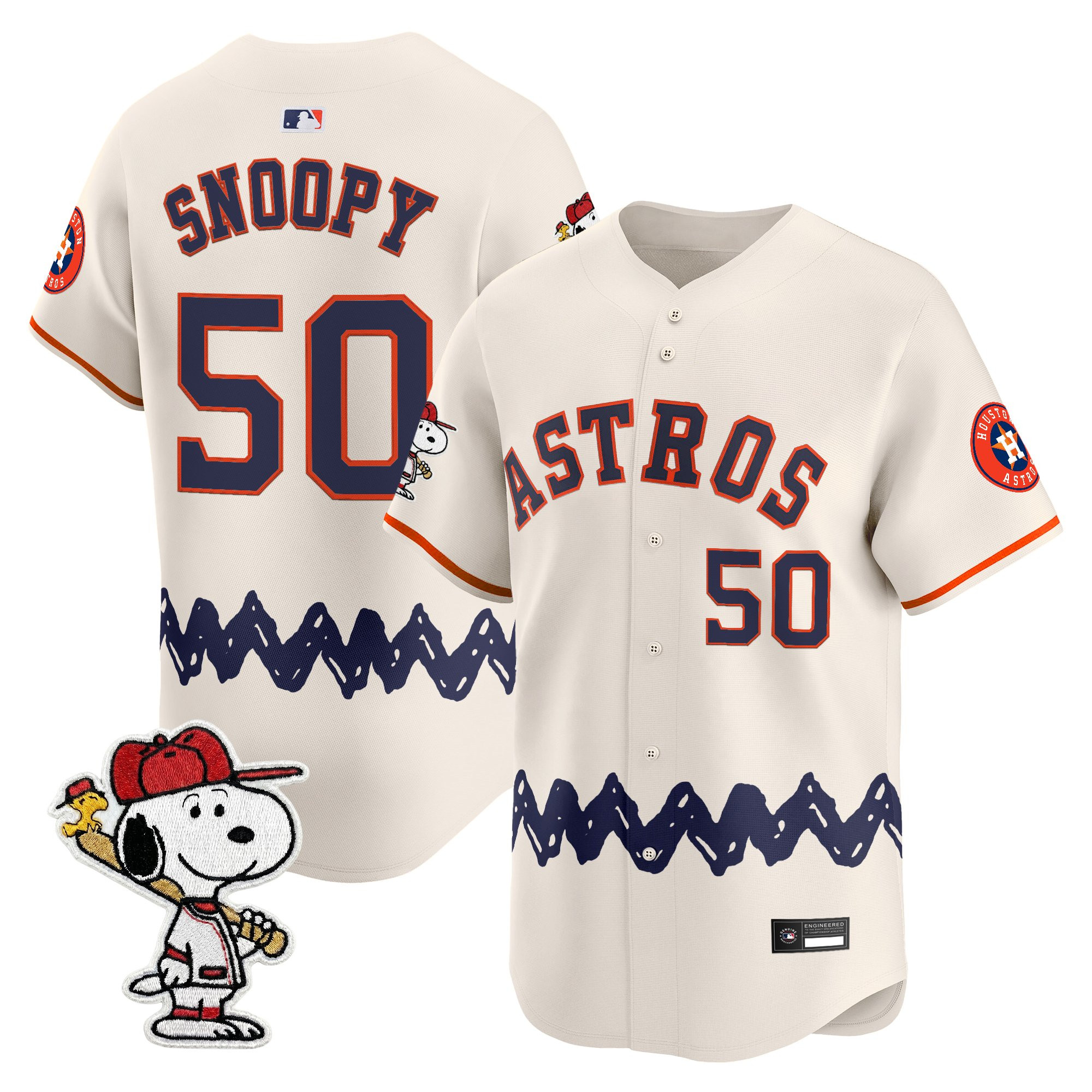 Men's Houston Astros x Peanuts Vapor Premier Limited Jersey - Stitched - Image 49