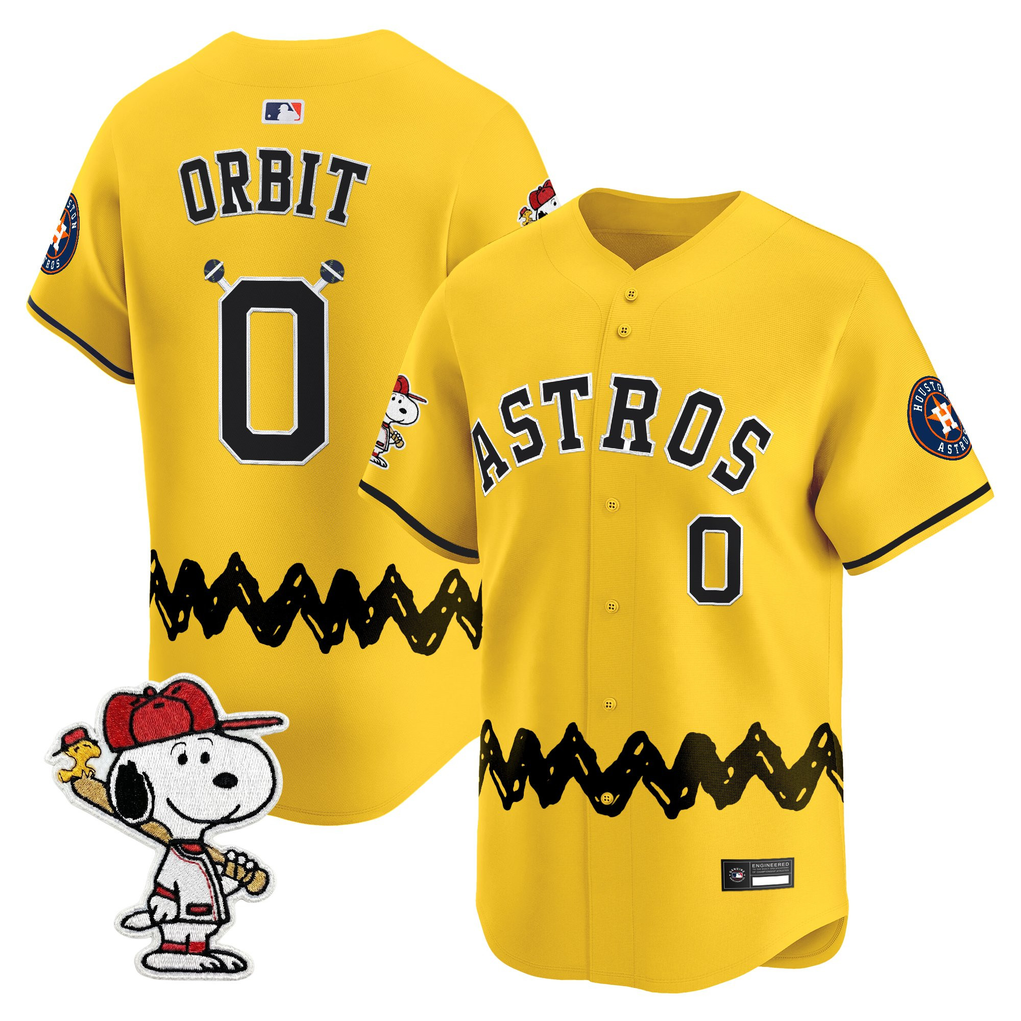 Men's Houston Astros x Peanuts Vapor Premier Limited Jersey - Stitched - Image 9