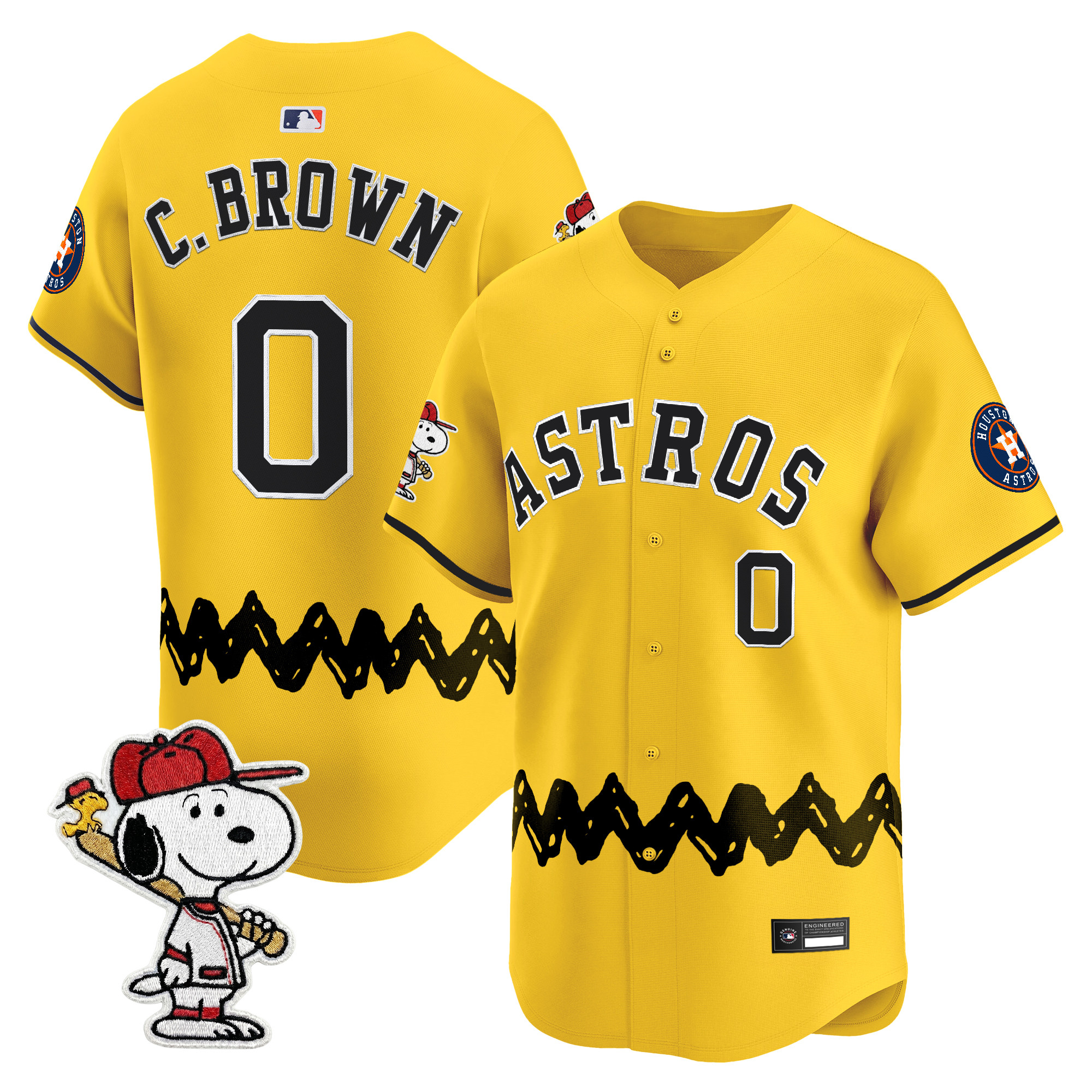 Men's Houston Astros x Peanuts Vapor Premier Limited Jersey - Stitched - Image 2