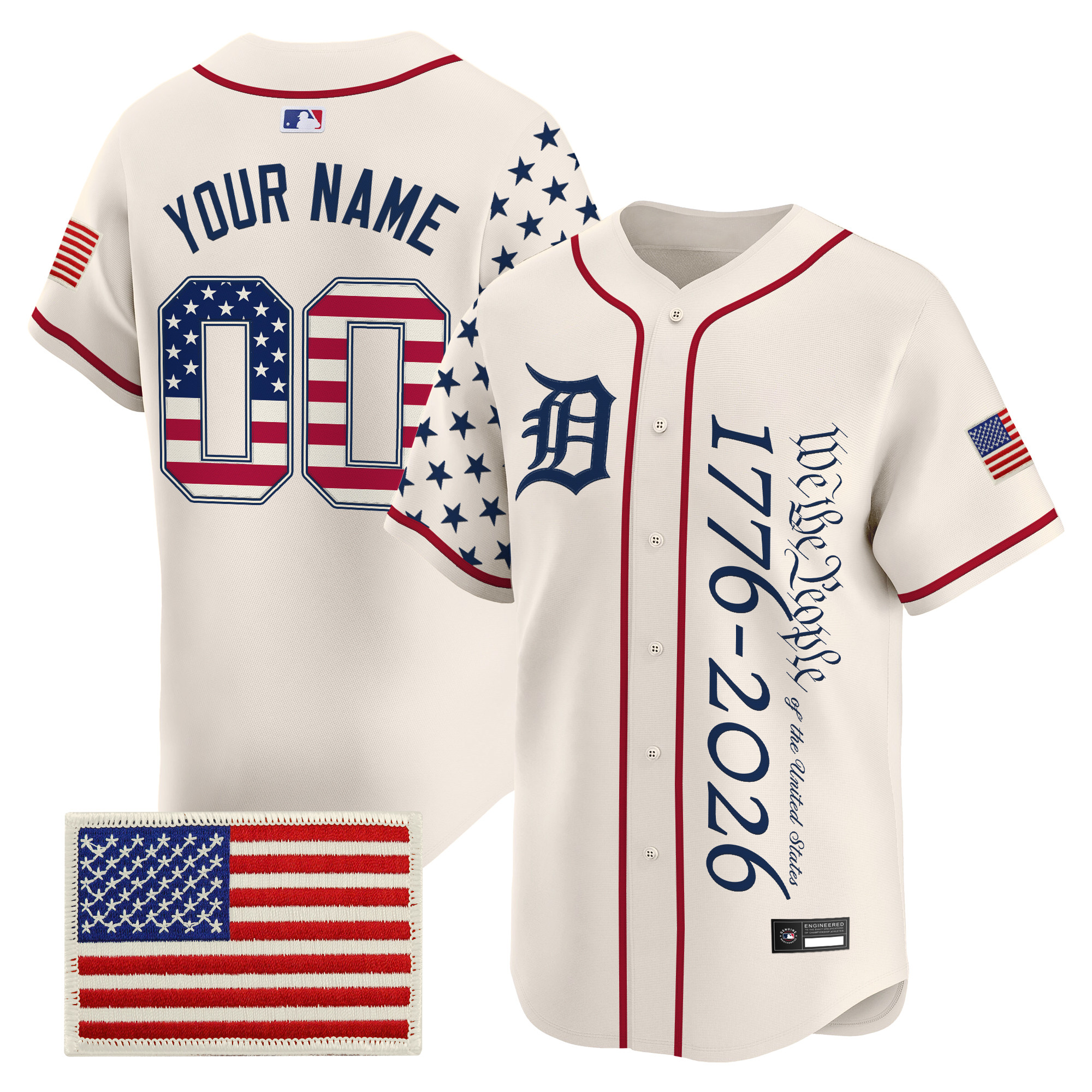 Detroit Tigers "America250 Edition" Vapor Premier Limited Custom Jersey V2 - All Stitched - Image 2