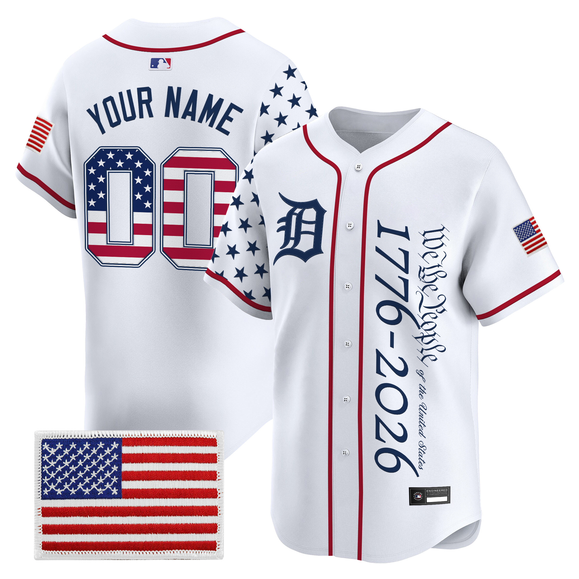 Detroit Tigers "America250 Edition" Vapor Premier Limited Custom Jersey V2 - All Stitched - Image 3