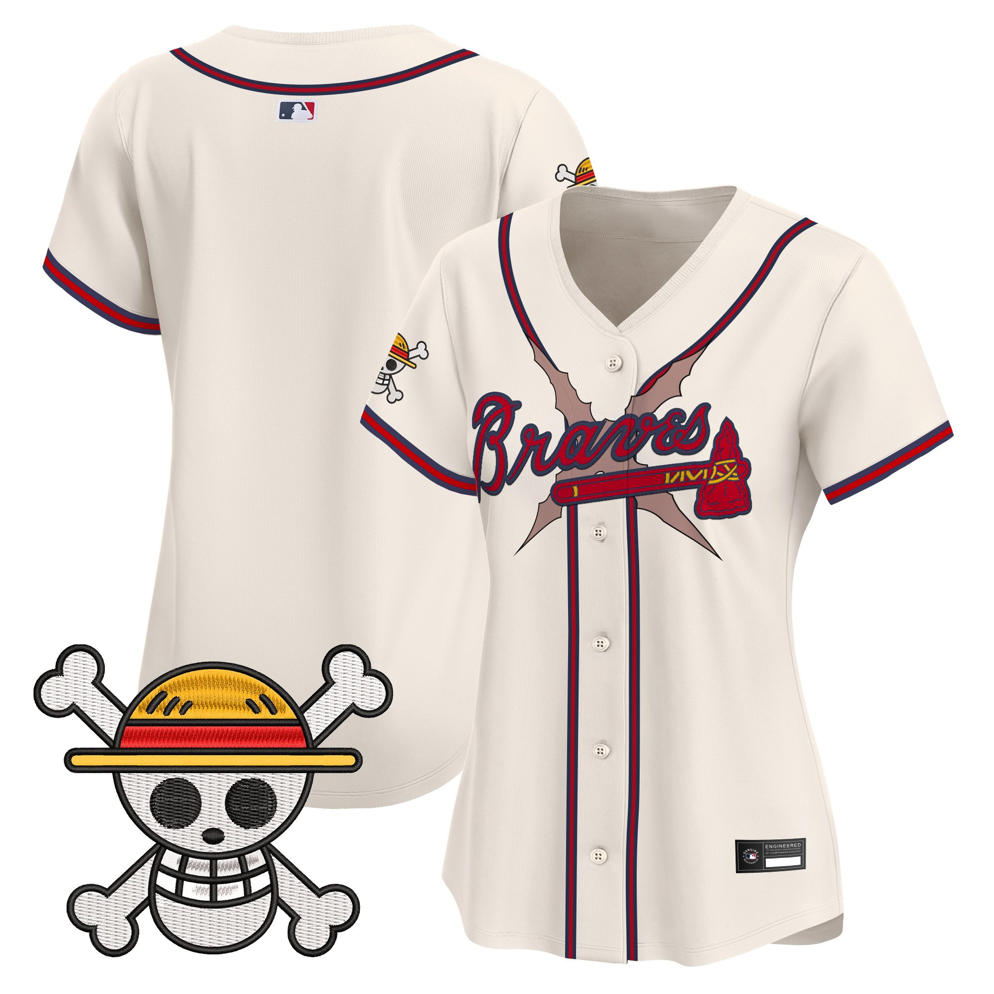 Women's Atlanta Braves x One Piece Vapor Premier Limited Jersey - Stitched - Image 33