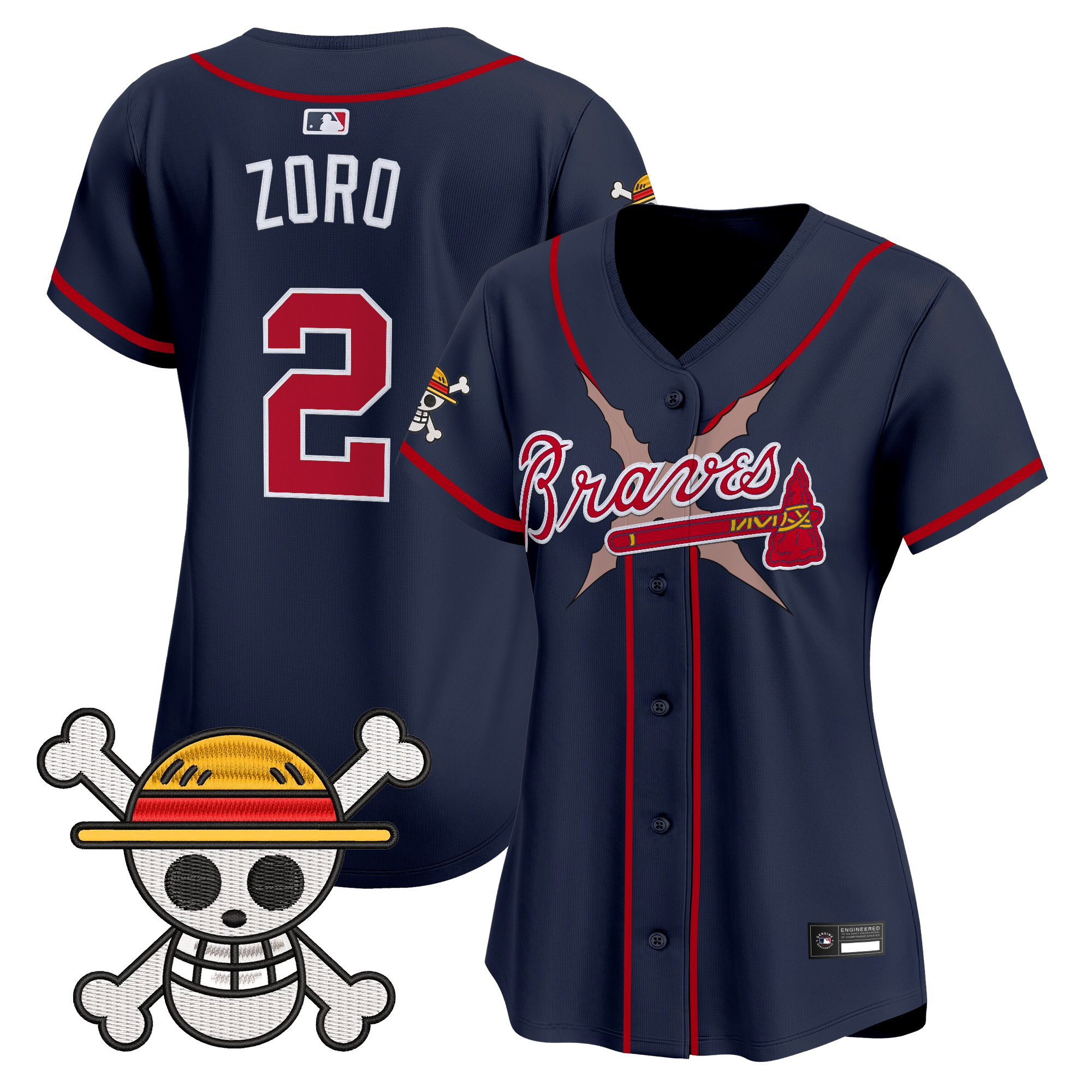 Women's Atlanta Braves x One Piece Vapor Premier Limited Jersey - Stitched - Image 35