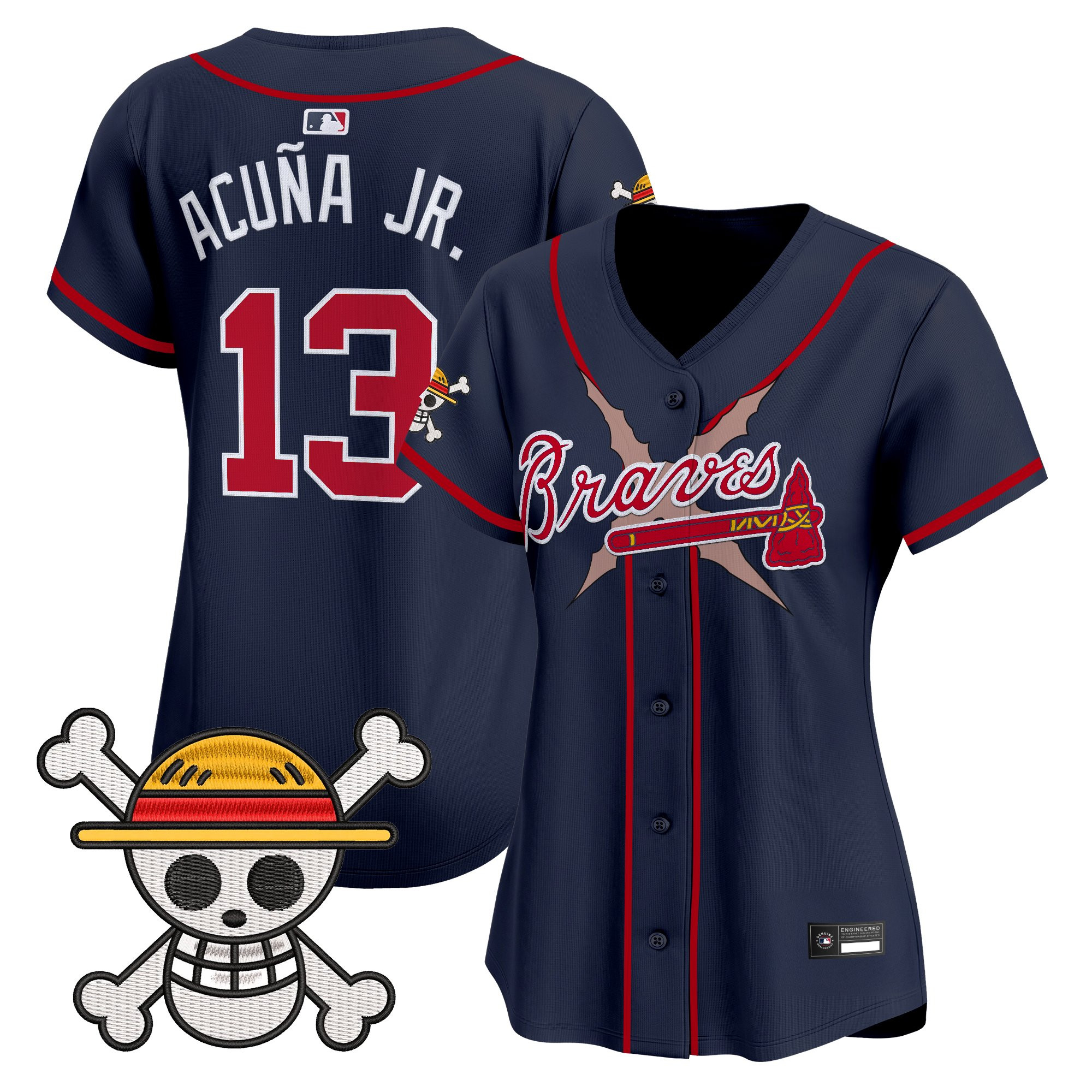 Women's Atlanta Braves x One Piece Vapor Premier Limited Jersey - Stitched - Image 36
