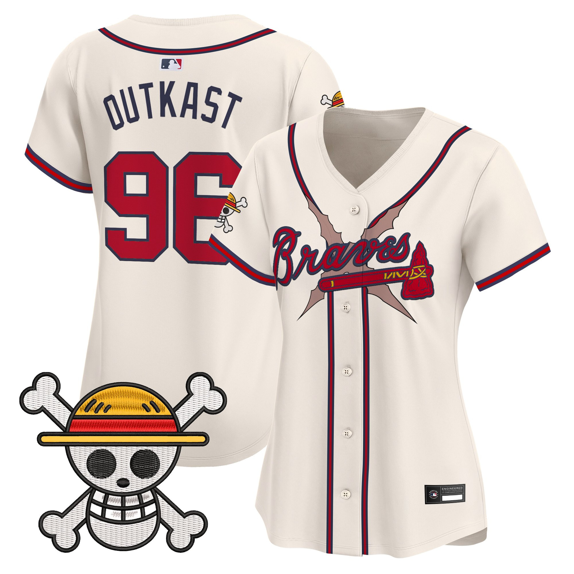 Women's Atlanta Braves x One Piece Vapor Premier Limited Jersey - Stitched - Image 31