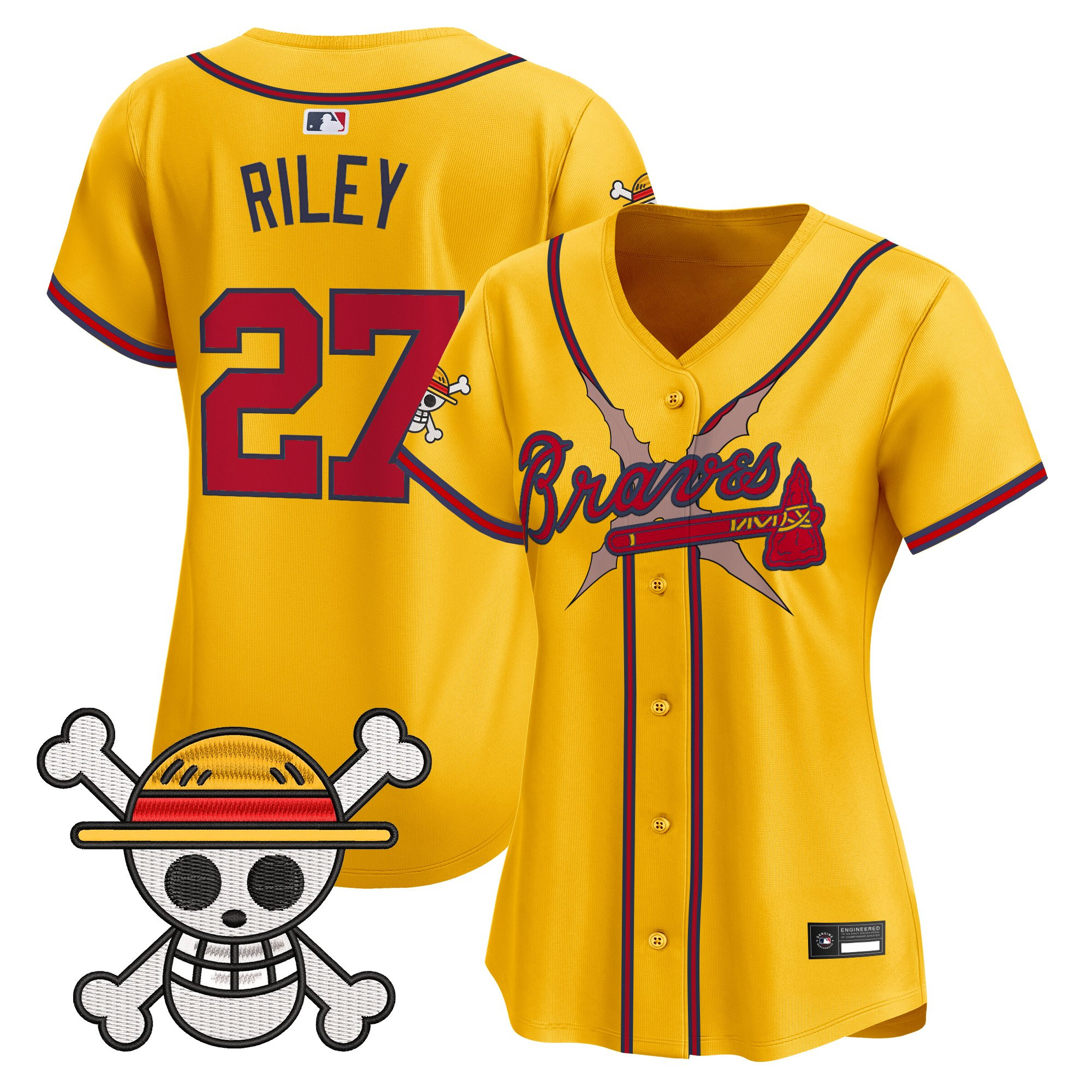 Women's Atlanta Braves x One Piece Vapor Premier Limited Jersey - Stitched - Image 48