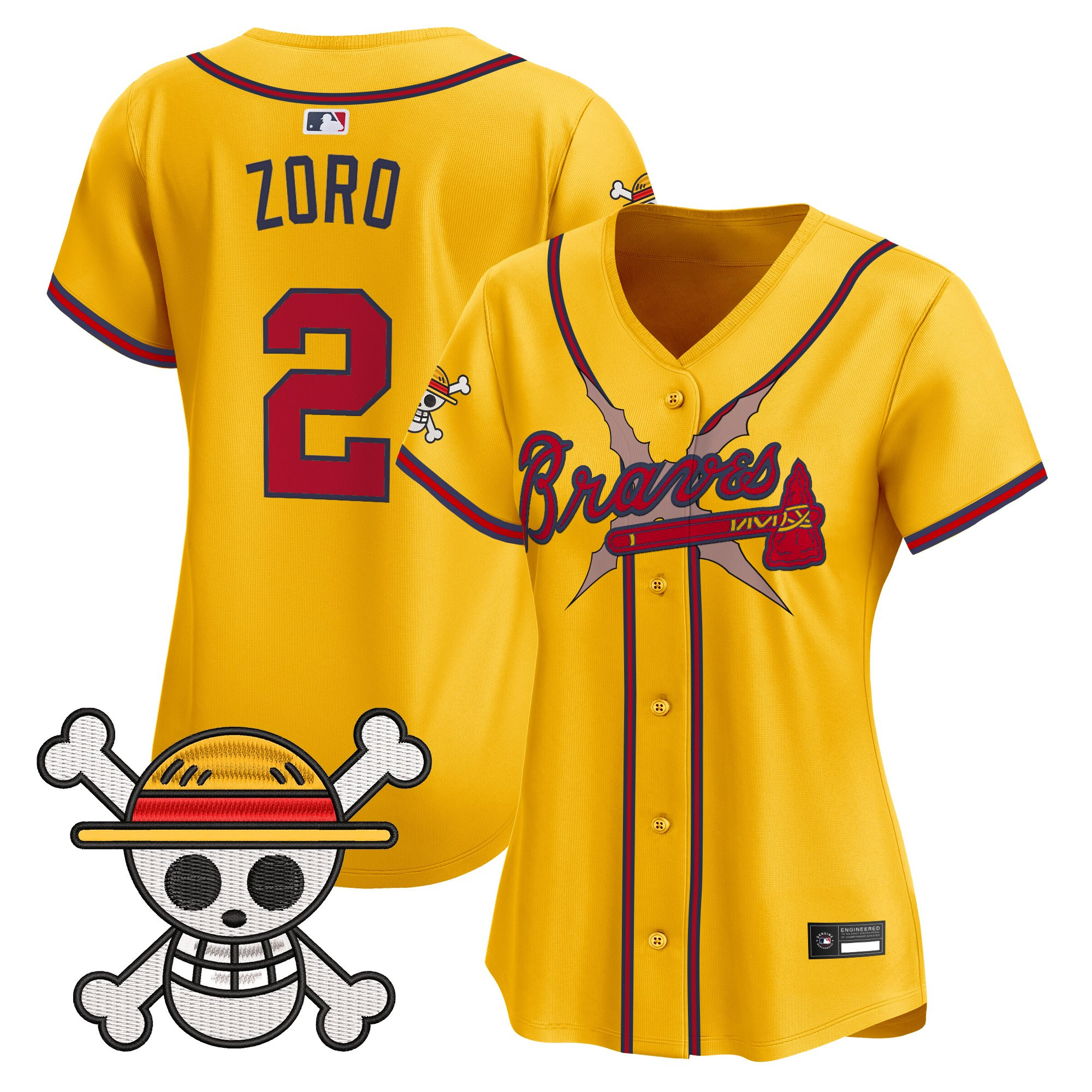 Women's Atlanta Braves x One Piece Vapor Premier Limited Jersey - Stitched - Image 46