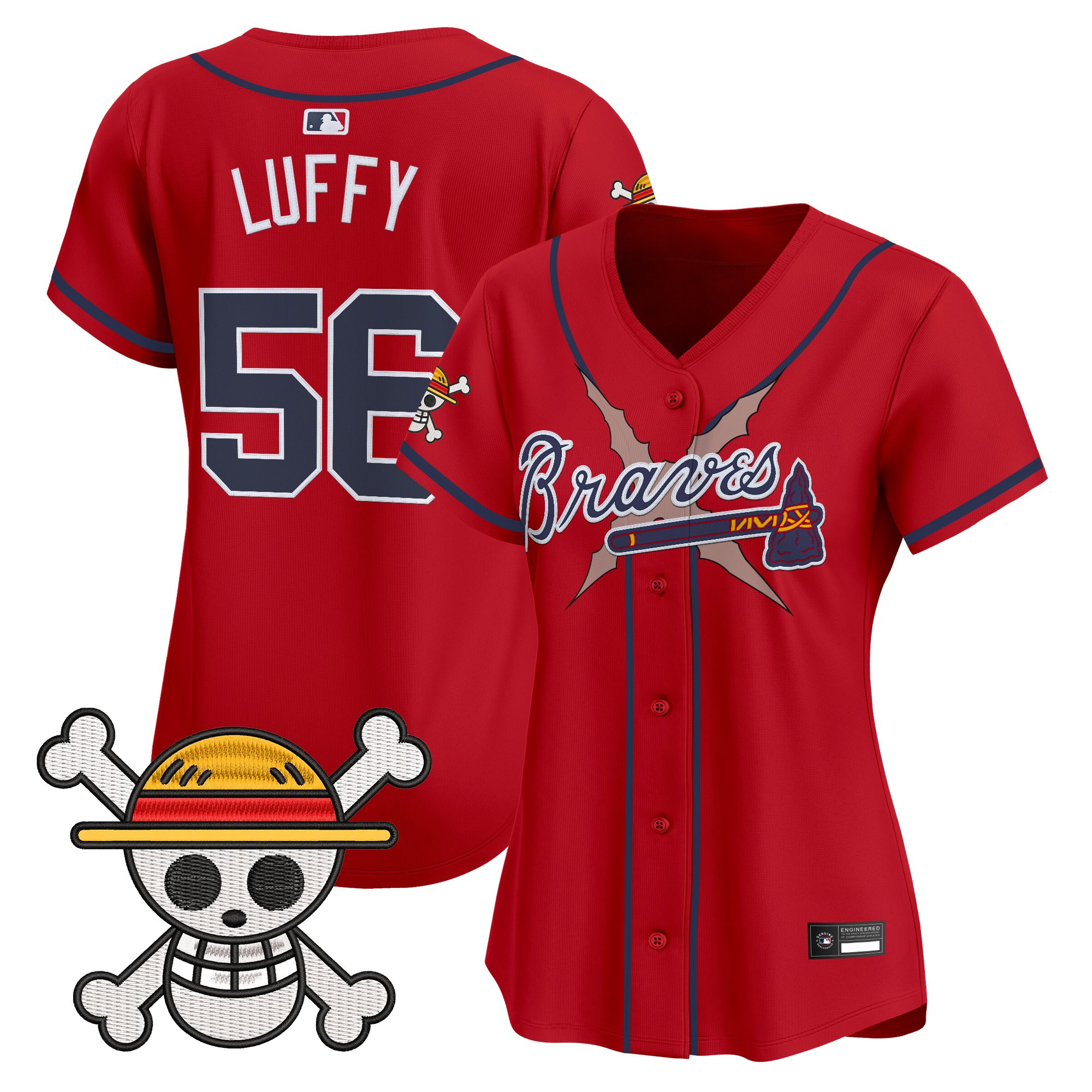 Women's Atlanta Braves x One Piece Vapor Premier Limited Jersey - Stitched
