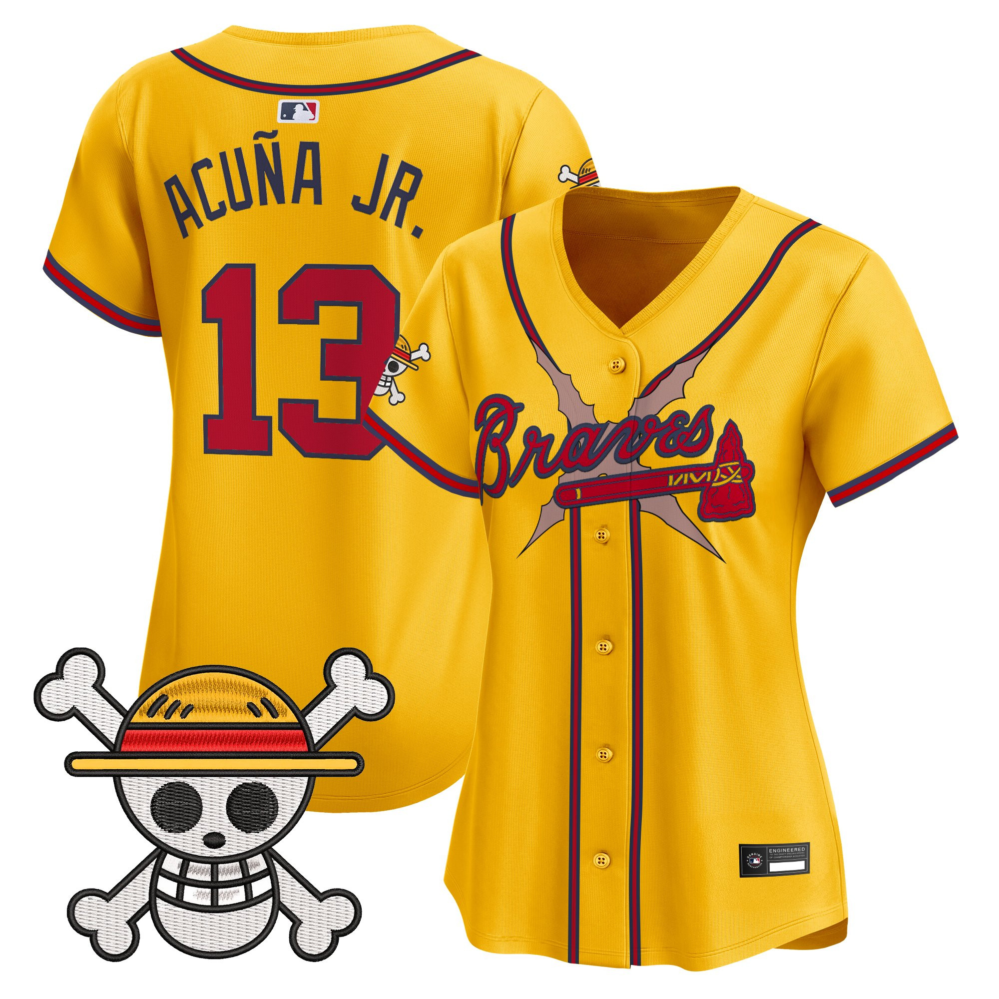 Women's Atlanta Braves x One Piece Vapor Premier Limited Jersey - Stitched - Image 47