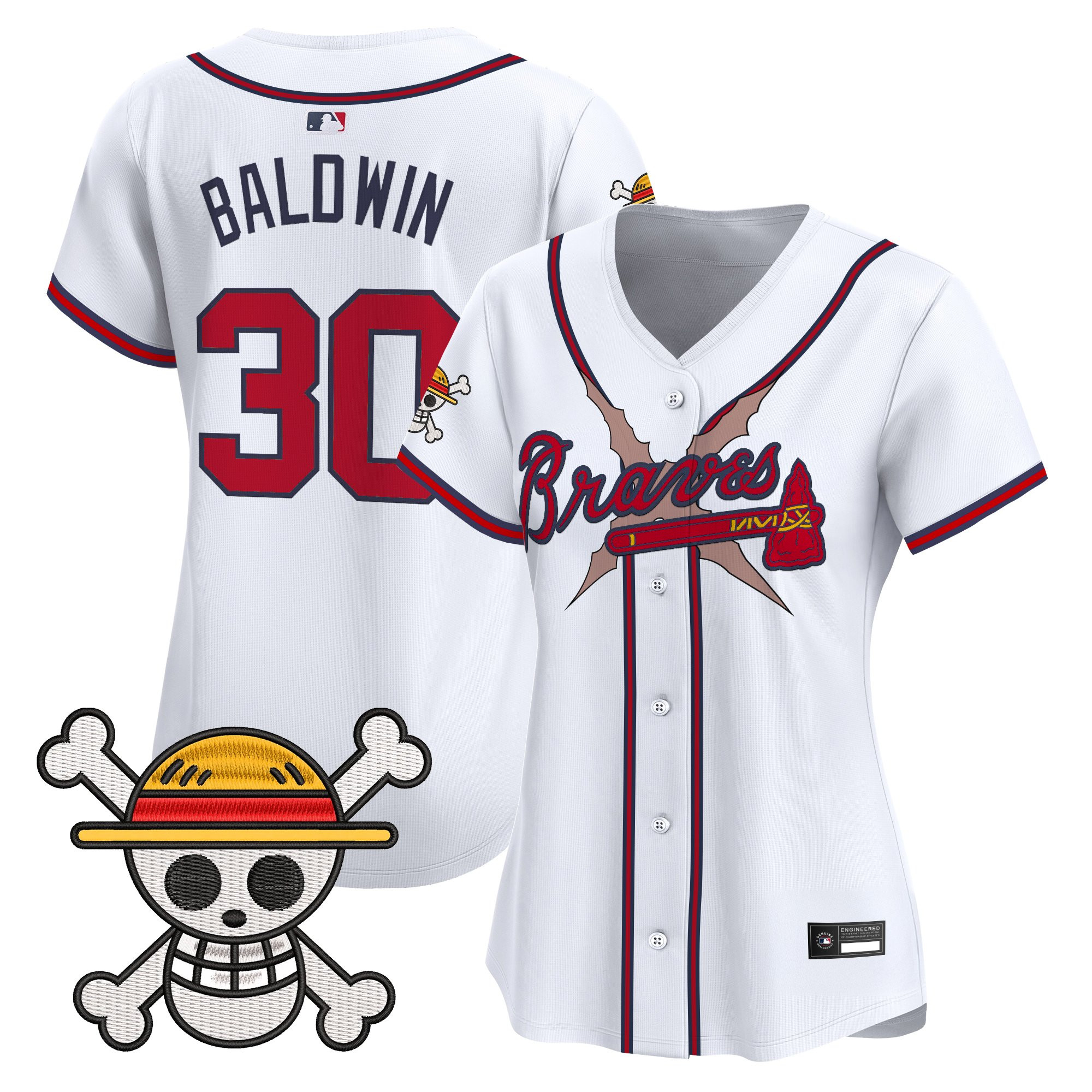 Women's Atlanta Braves x One Piece Vapor Premier Limited Jersey - Stitched - Image 19