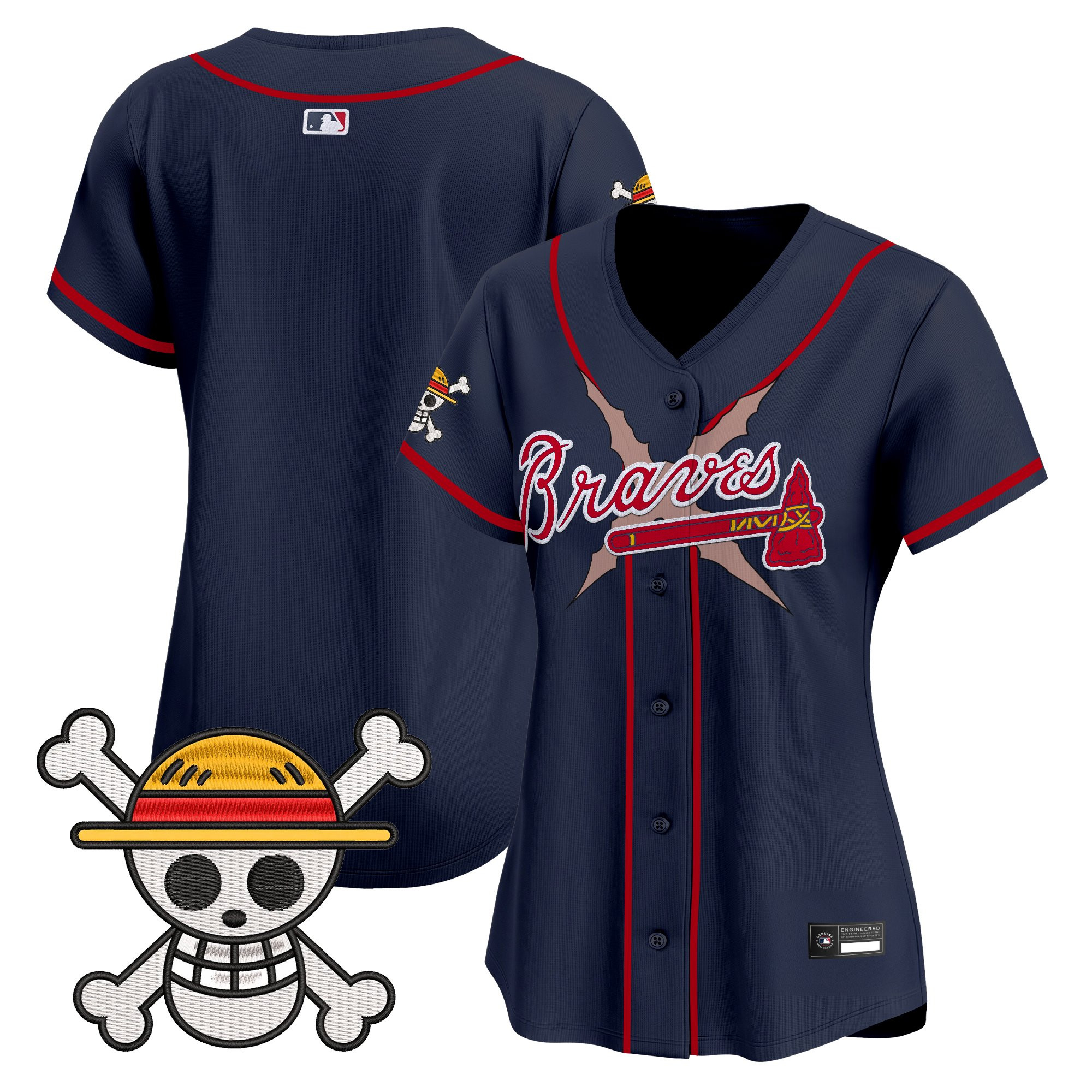Women's Atlanta Braves x One Piece Vapor Premier Limited Jersey - Stitched - Image 44