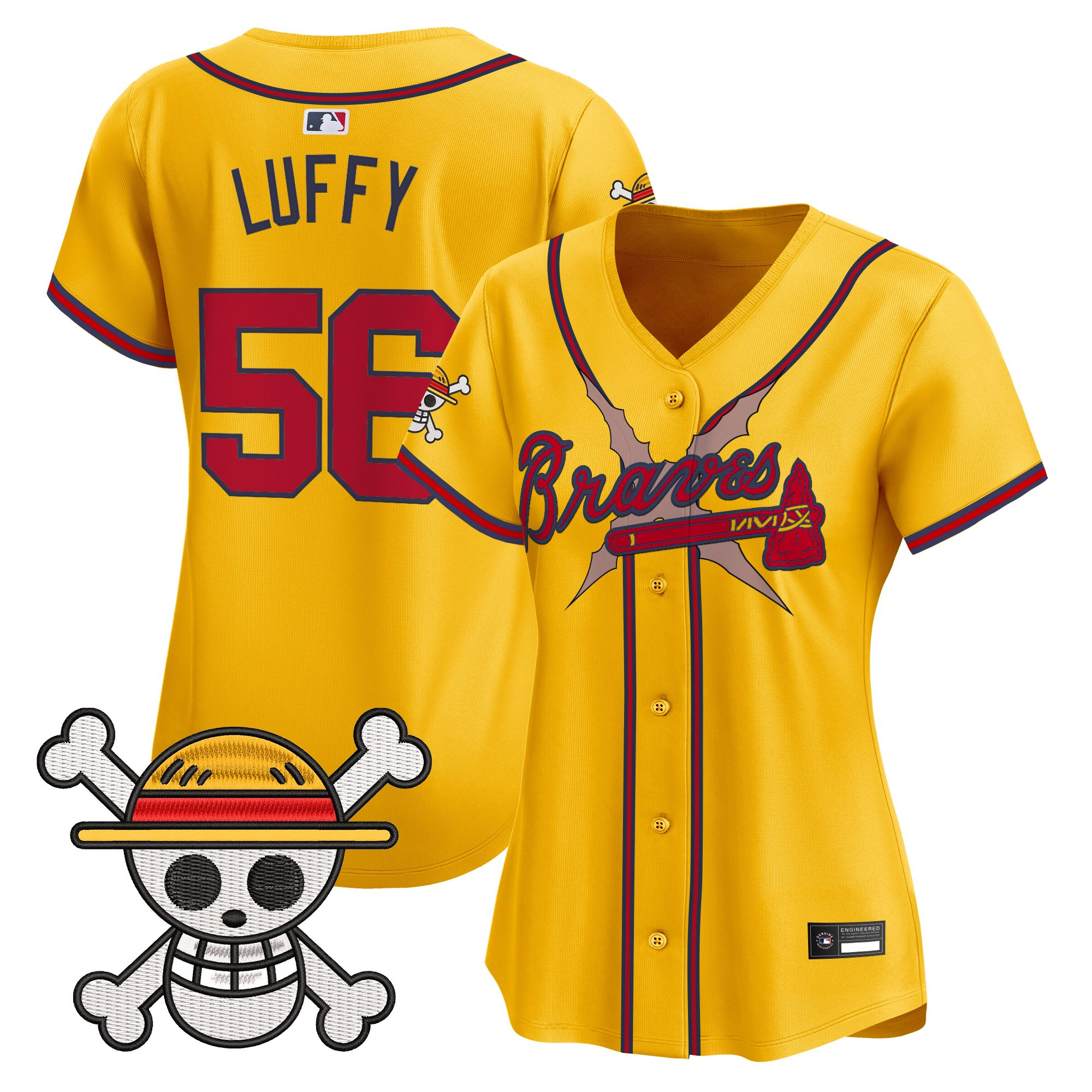 Women's Atlanta Braves x One Piece Vapor Premier Limited Jersey - Stitched - Image 45