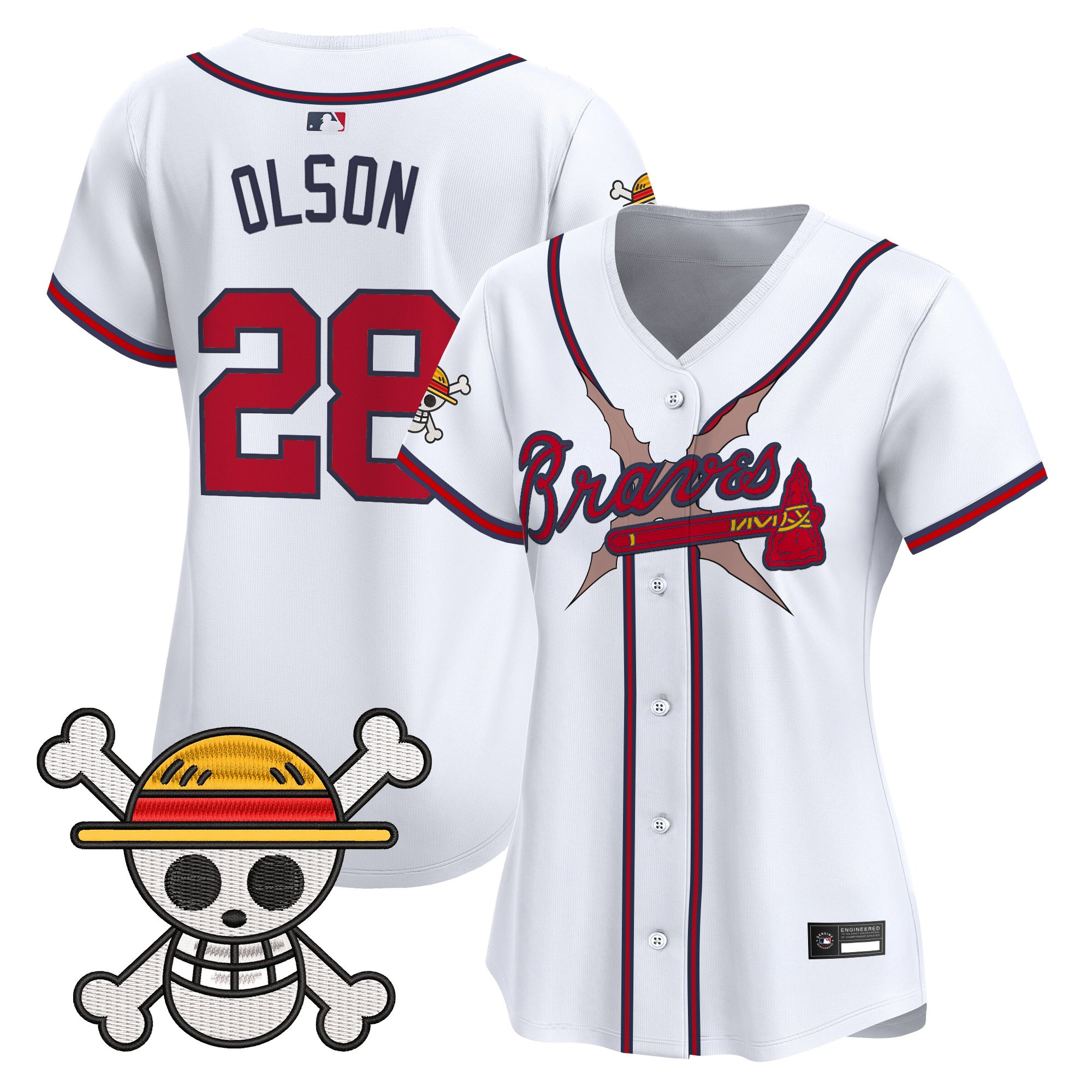 Women's Atlanta Braves x One Piece Vapor Premier Limited Jersey - Stitched - Image 16