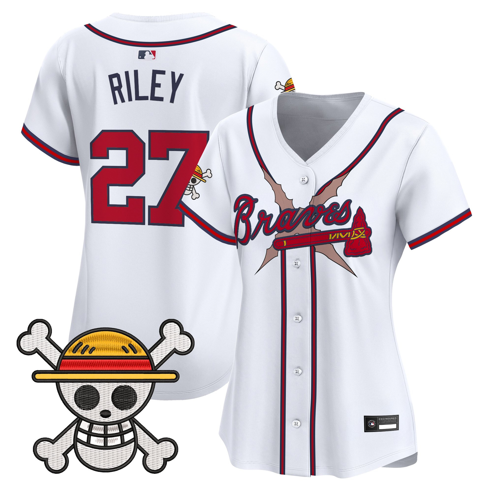 Women's Atlanta Braves x One Piece Vapor Premier Limited Jersey - Stitched - Image 15