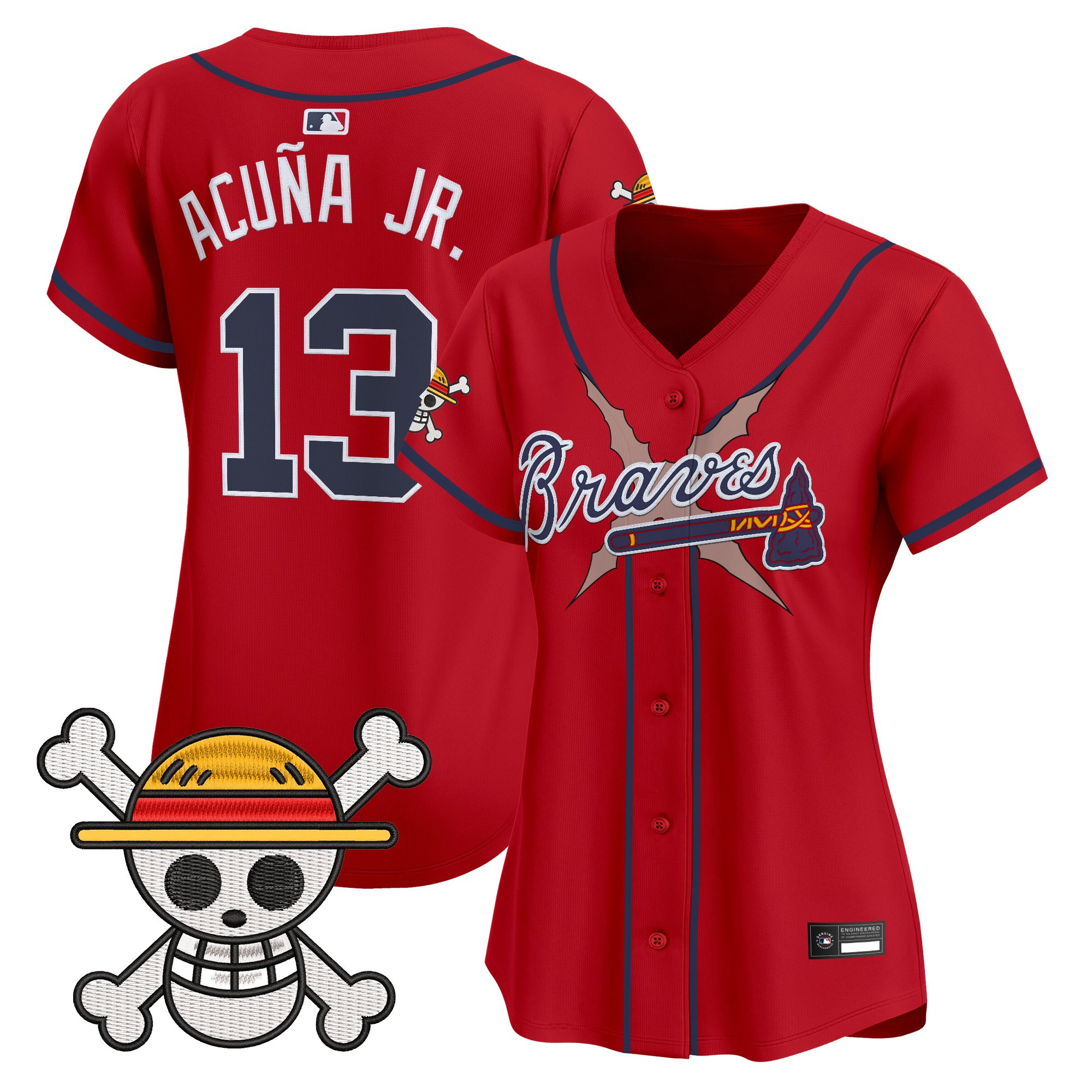 Women's Atlanta Braves x One Piece Vapor Premier Limited Jersey - Stitched - Image 3