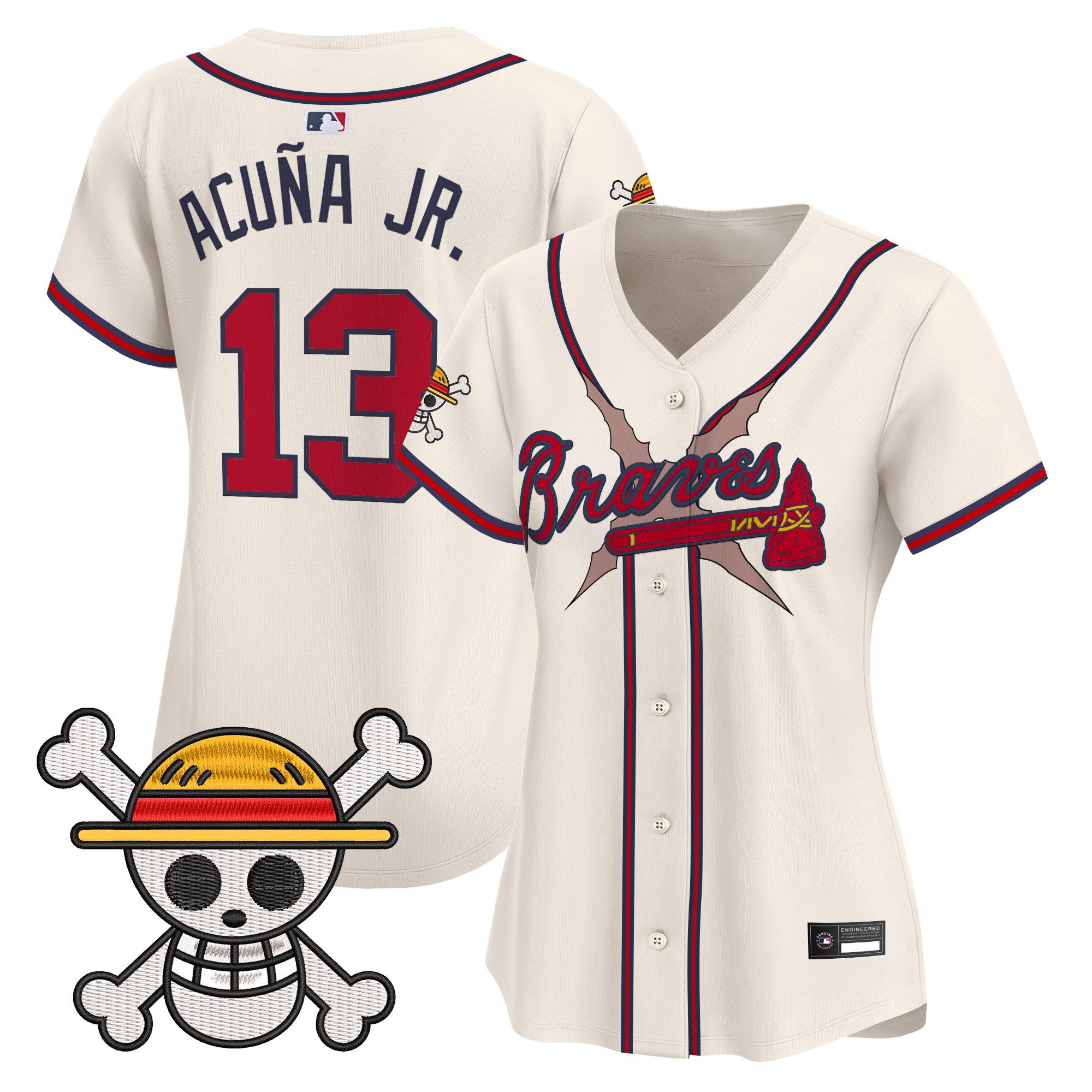 Women's Atlanta Braves x One Piece Vapor Premier Limited Jersey - Stitched - Image 25