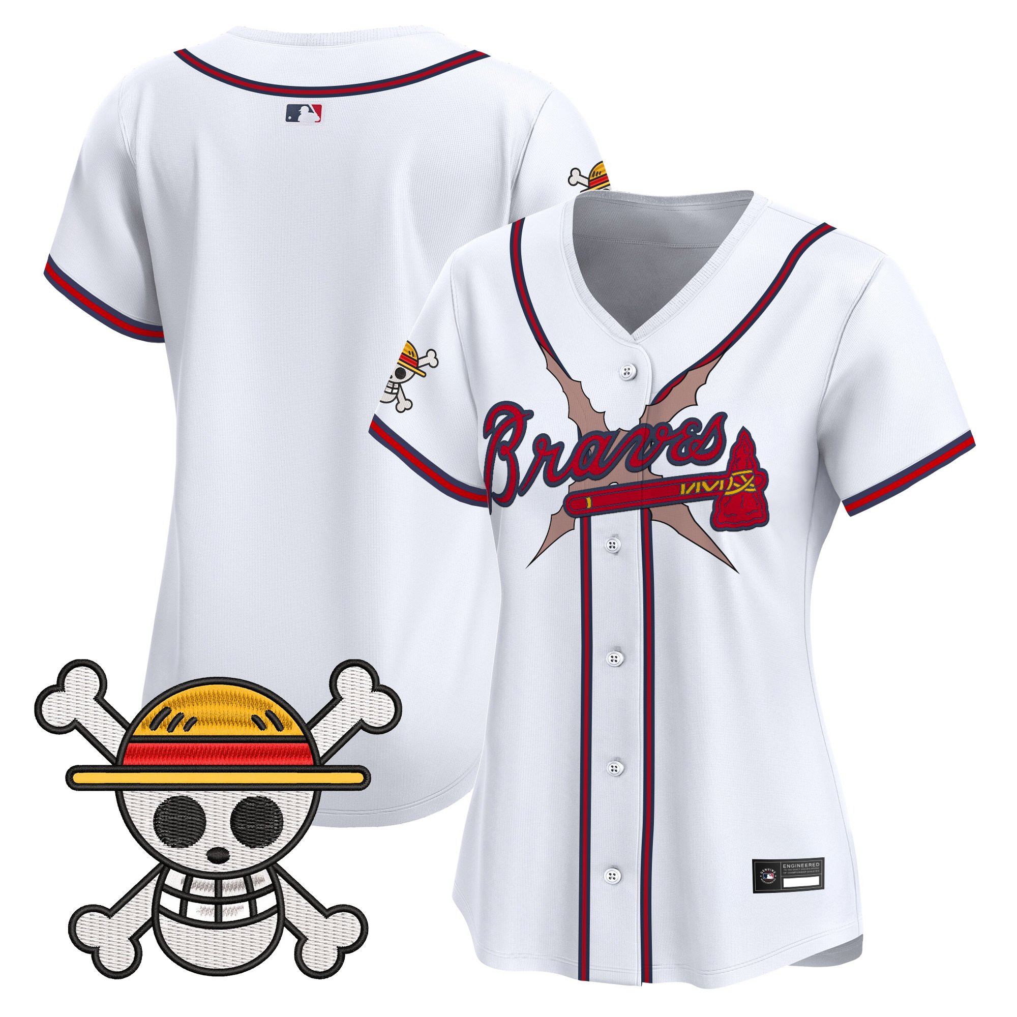 Women's Atlanta Braves x One Piece Vapor Premier Limited Jersey - Stitched - Image 22