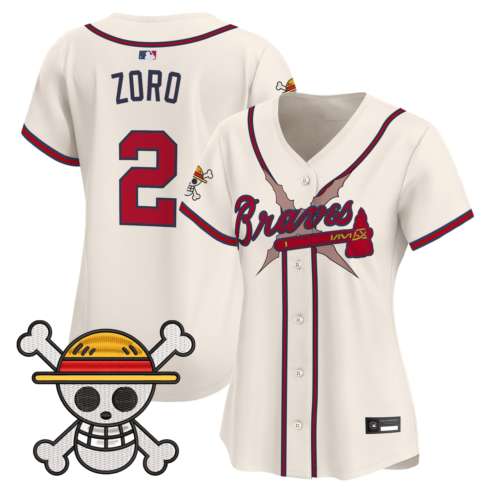 Women's Atlanta Braves x One Piece Vapor Premier Limited Jersey - Stitched - Image 24