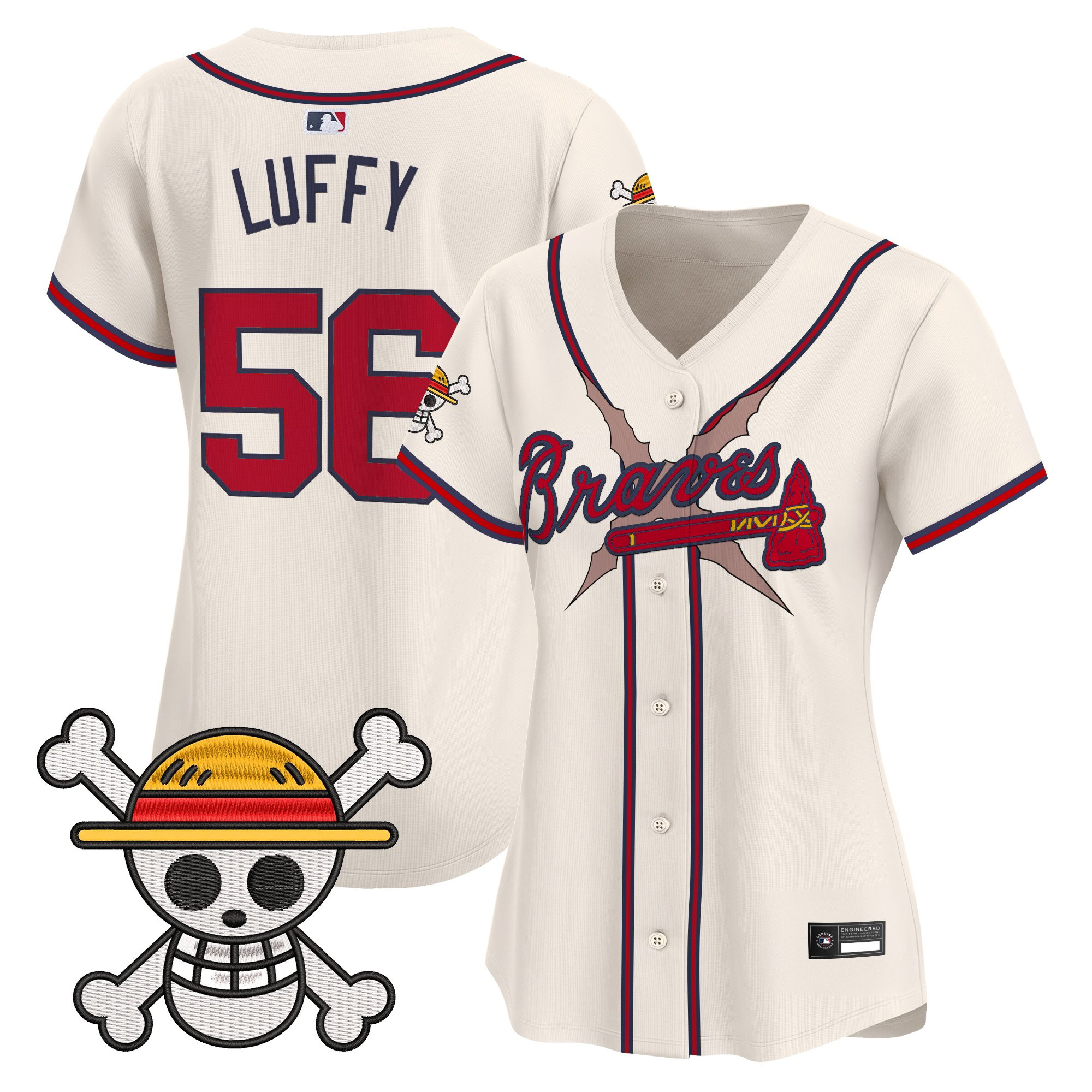 Women's Atlanta Braves x One Piece Vapor Premier Limited Jersey - Stitched - Image 23