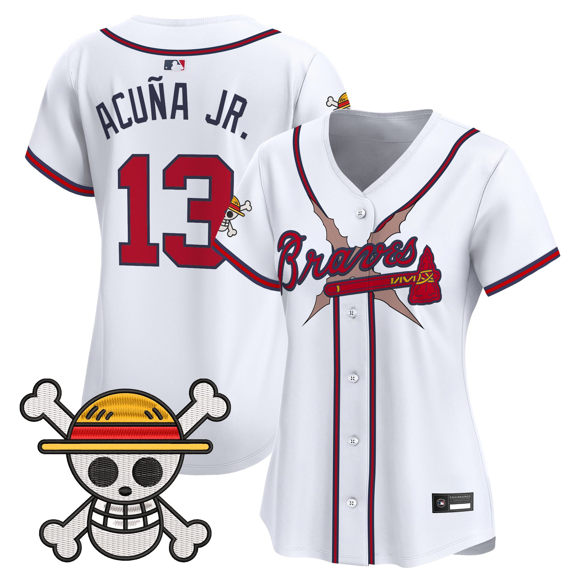 Women's Atlanta Braves x One Piece Vapor Premier Limited Jersey - Stitched - Image 14