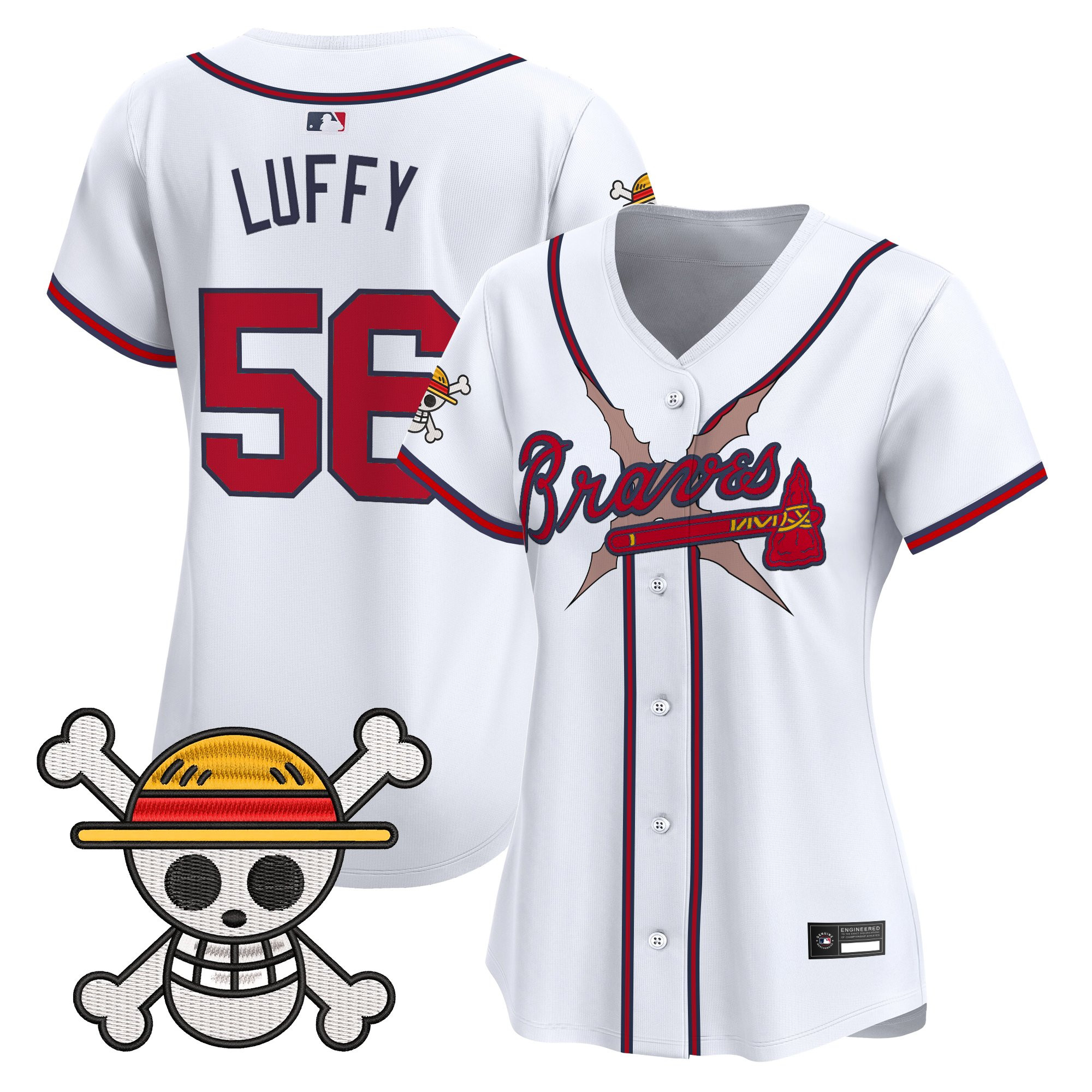 Women's Atlanta Braves x One Piece Vapor Premier Limited Jersey - Stitched - Image 12