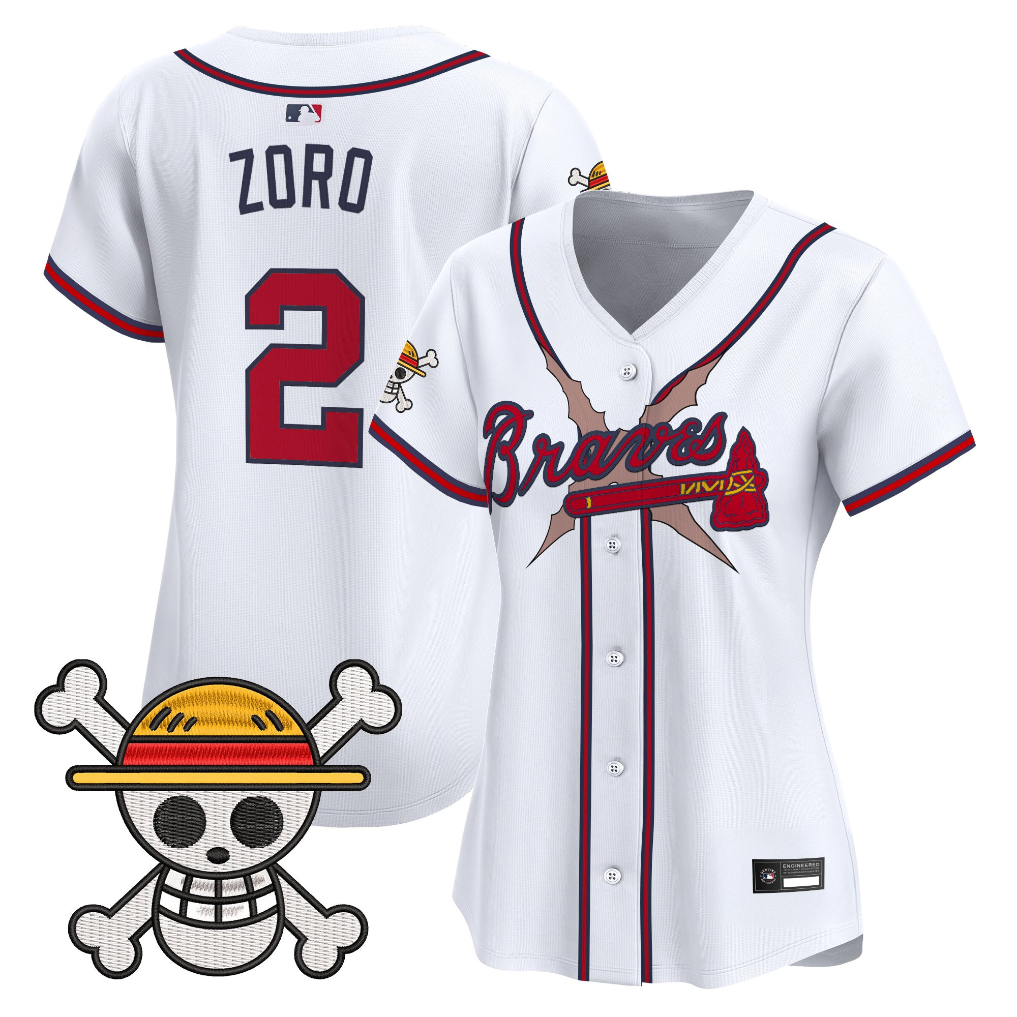 Women's Atlanta Braves x One Piece Vapor Premier Limited Jersey - Stitched - Image 13