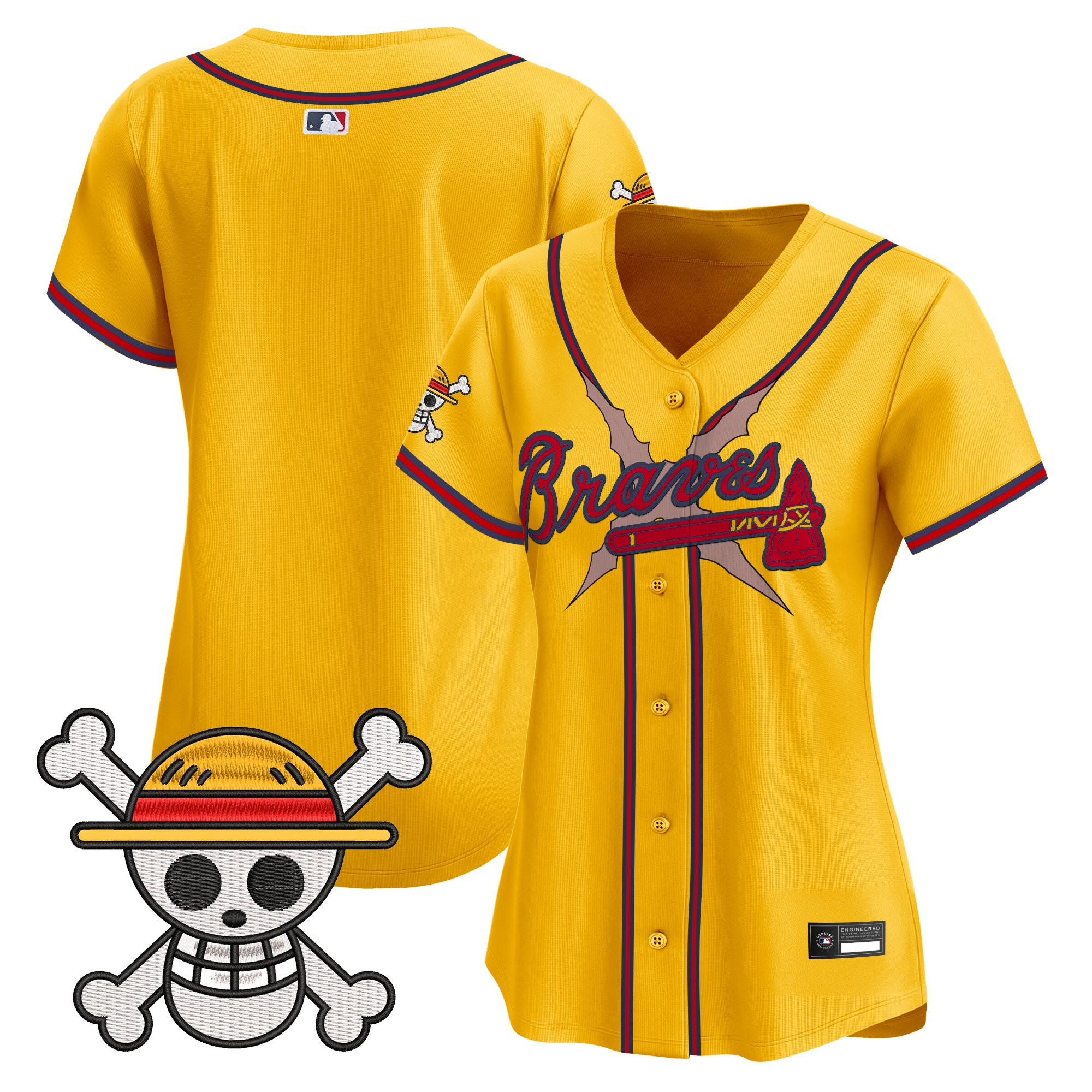 Women's Atlanta Braves x One Piece Vapor Premier Limited Jersey - Stitched - Image 55