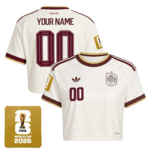 Women's Spain 2026 World Cup Crop Top Custom Jersey