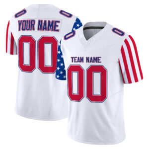 White Red American Style Custom Football Jersey