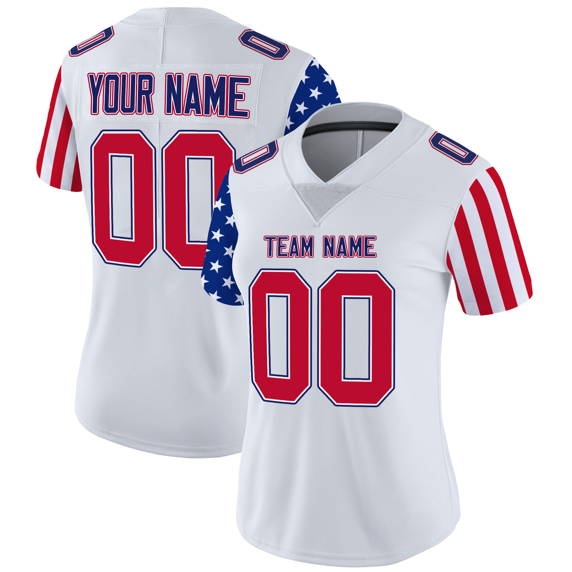 White Red American Style Custom Football Jersey - Image 2