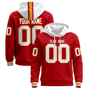 Red White Custom Pullover Hoodie