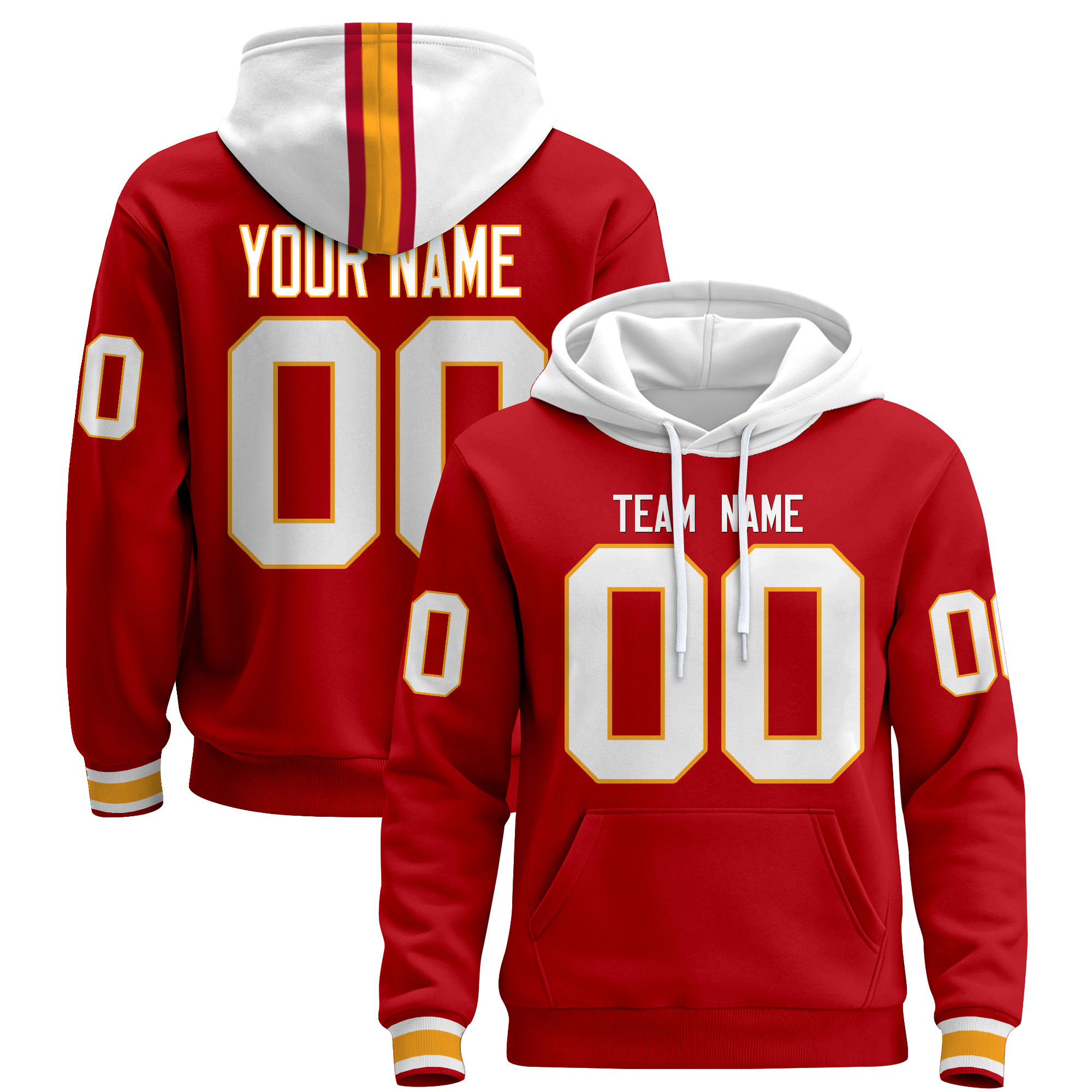 Red White Custom Pullover Hoodie