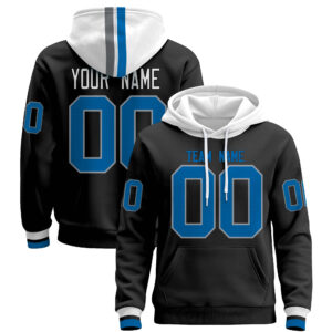 Black Blue Custom Pullover Hoodie
