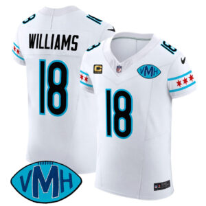 Caleb Williams #18 Chicago Bears White Vapor Elite Jersey - All Stitched