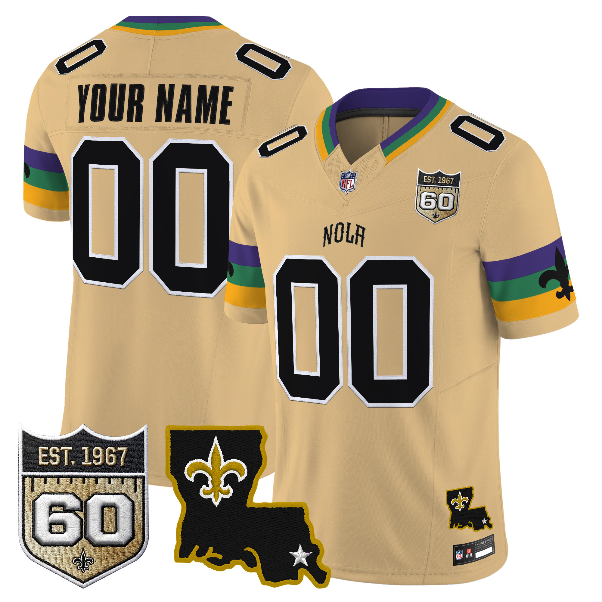 Saints 2026 New Orleans City Vapor Limited Custom Jersey - 60th Anniversary Patch - All Stitched - Image 3