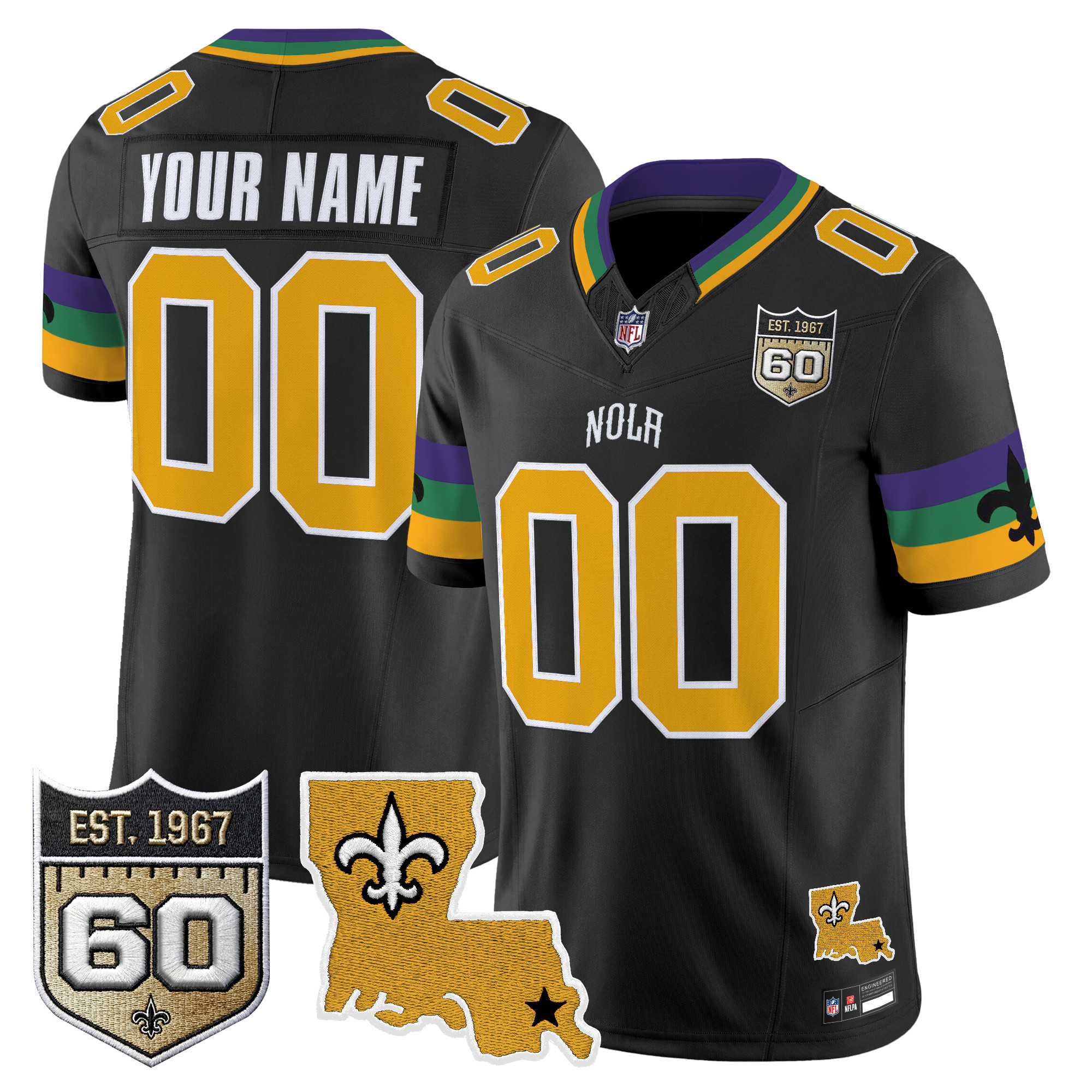 Saints 2026 New Orleans City Vapor Limited Custom Jersey - 60th Anniversary Patch - All Stitched - Image 2