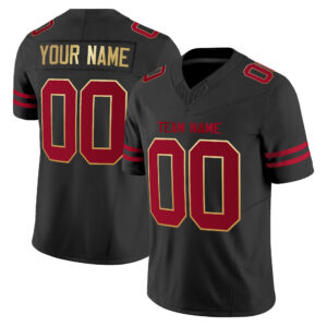 Black Red-Gold Authentic Custom Football Jersey