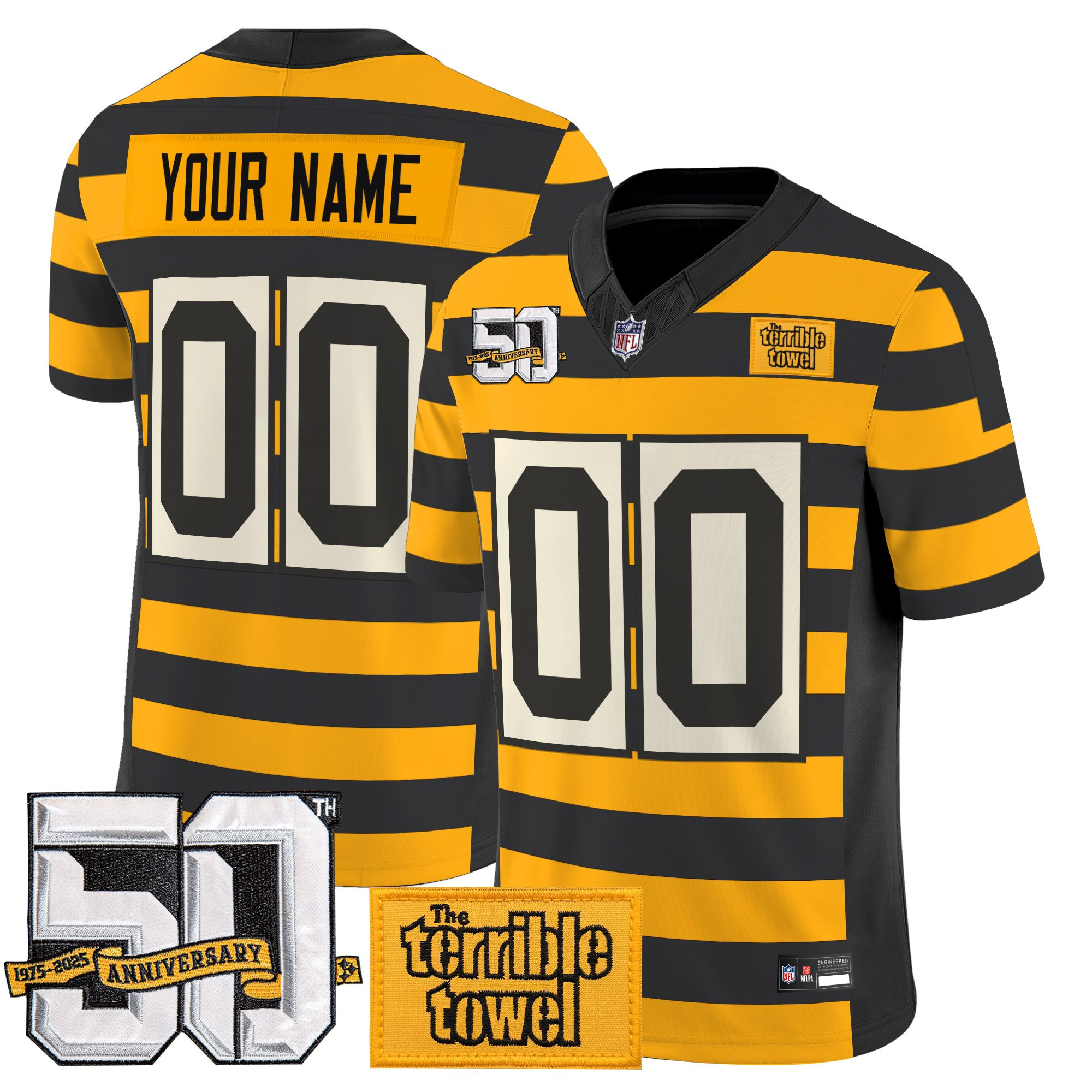 Pittsburgh Steelers Bumblebee 50th Terrible Towel Vapor Limited Custom Jersey - All Stitched