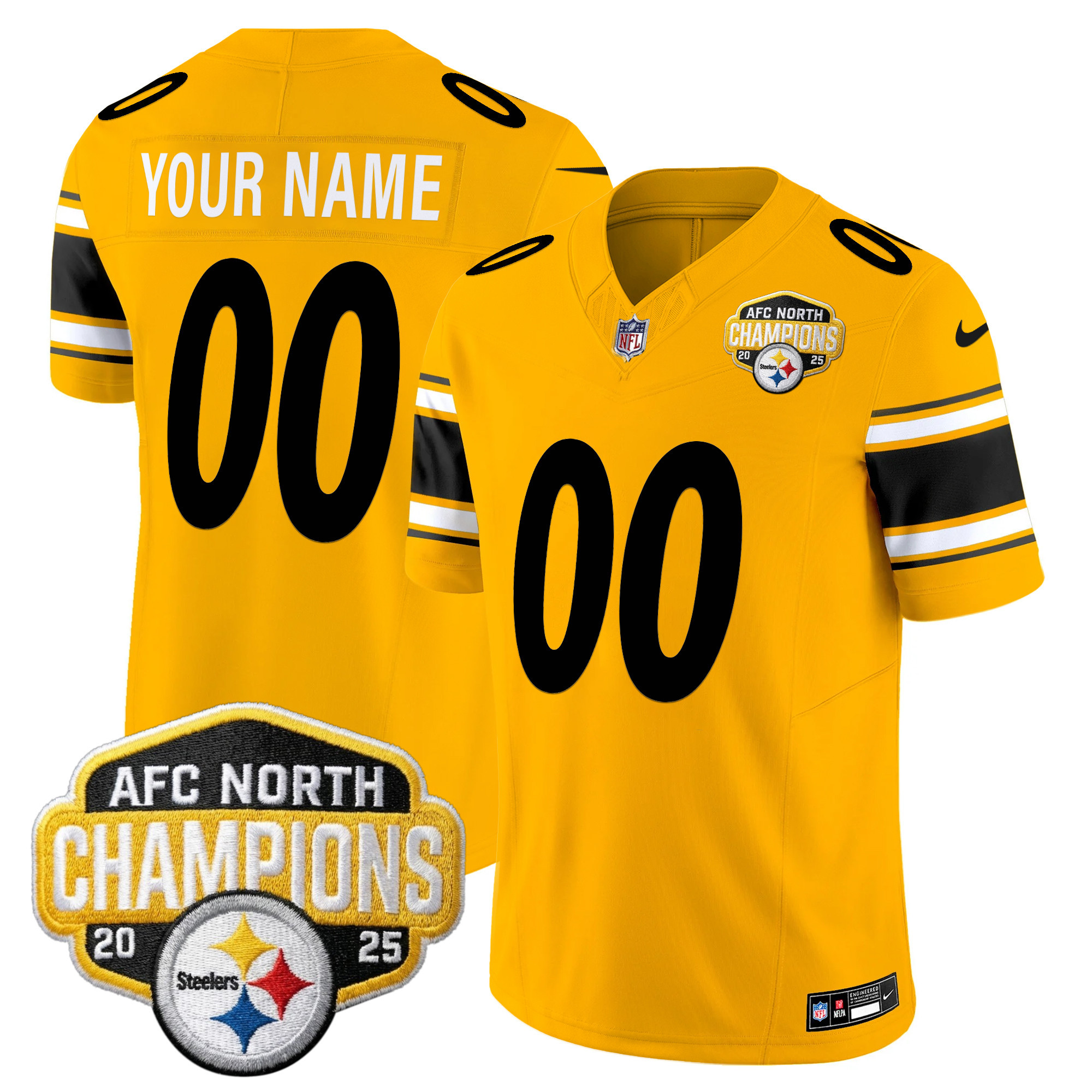 Pittsburgh Steelers 2025 AFC North Division Champions Vapor Limited Custom Jersey - All Stitched - Image 3